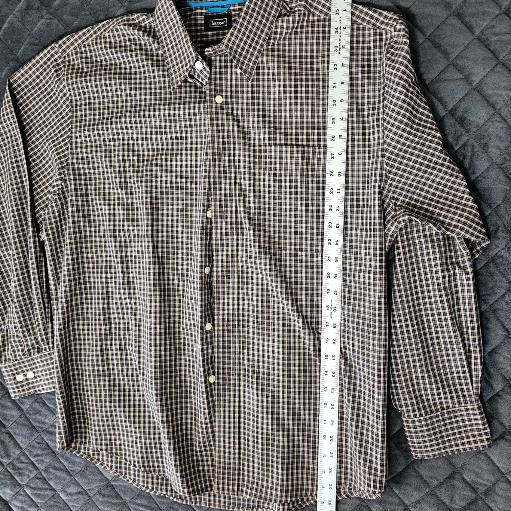 Haggar Haggar Button-Down Shirt Mens Size L Brown Check Long Sleeve Casual Pocket Shirt Size US L / EU 52-54 / 3 - 5 Thumbnail