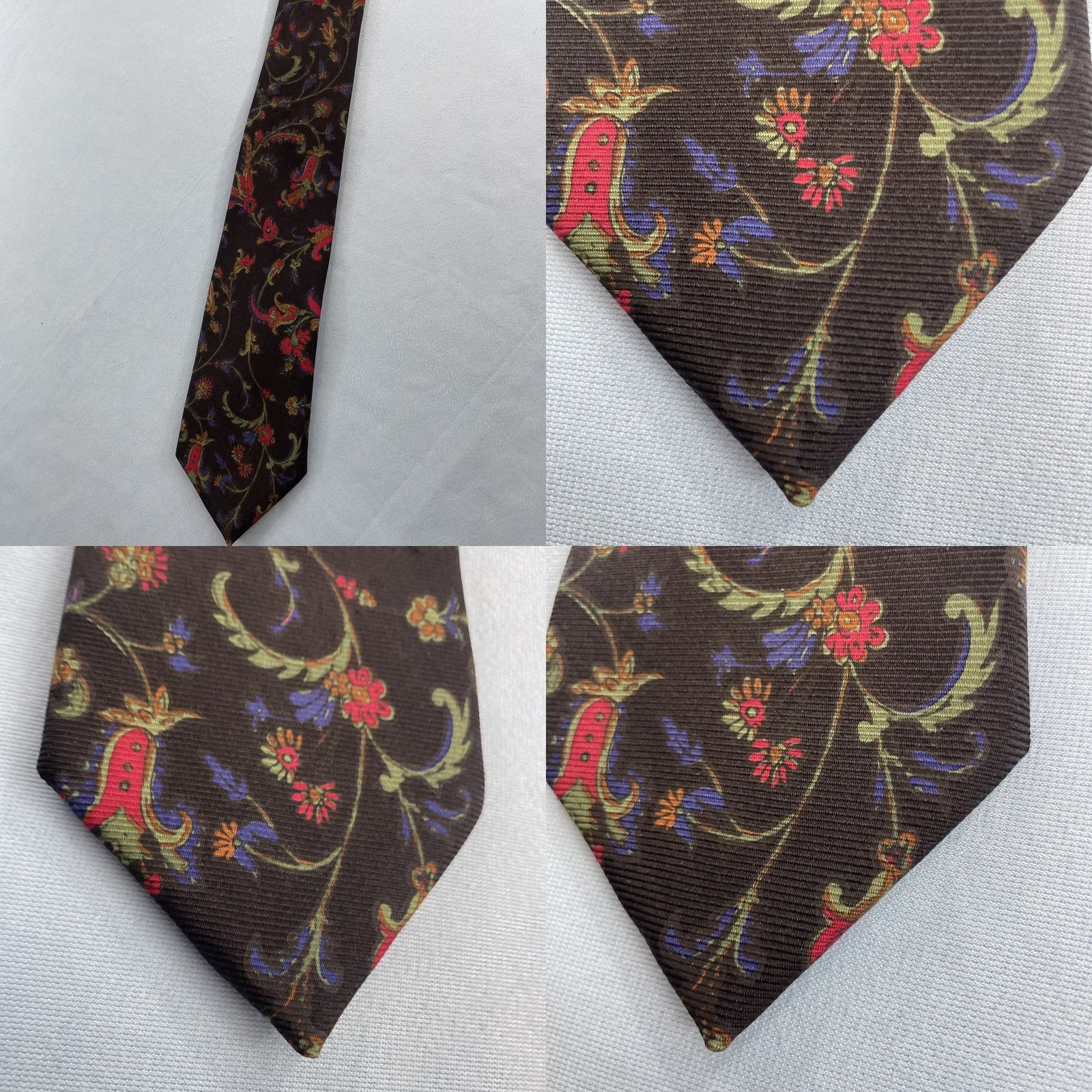 Vintage VINTAGE Drake's for Ben Silver Charleston Silk Tie Black Floral England Necktie 3.5x60" Size ONE SIZE - 9 Thumbnail