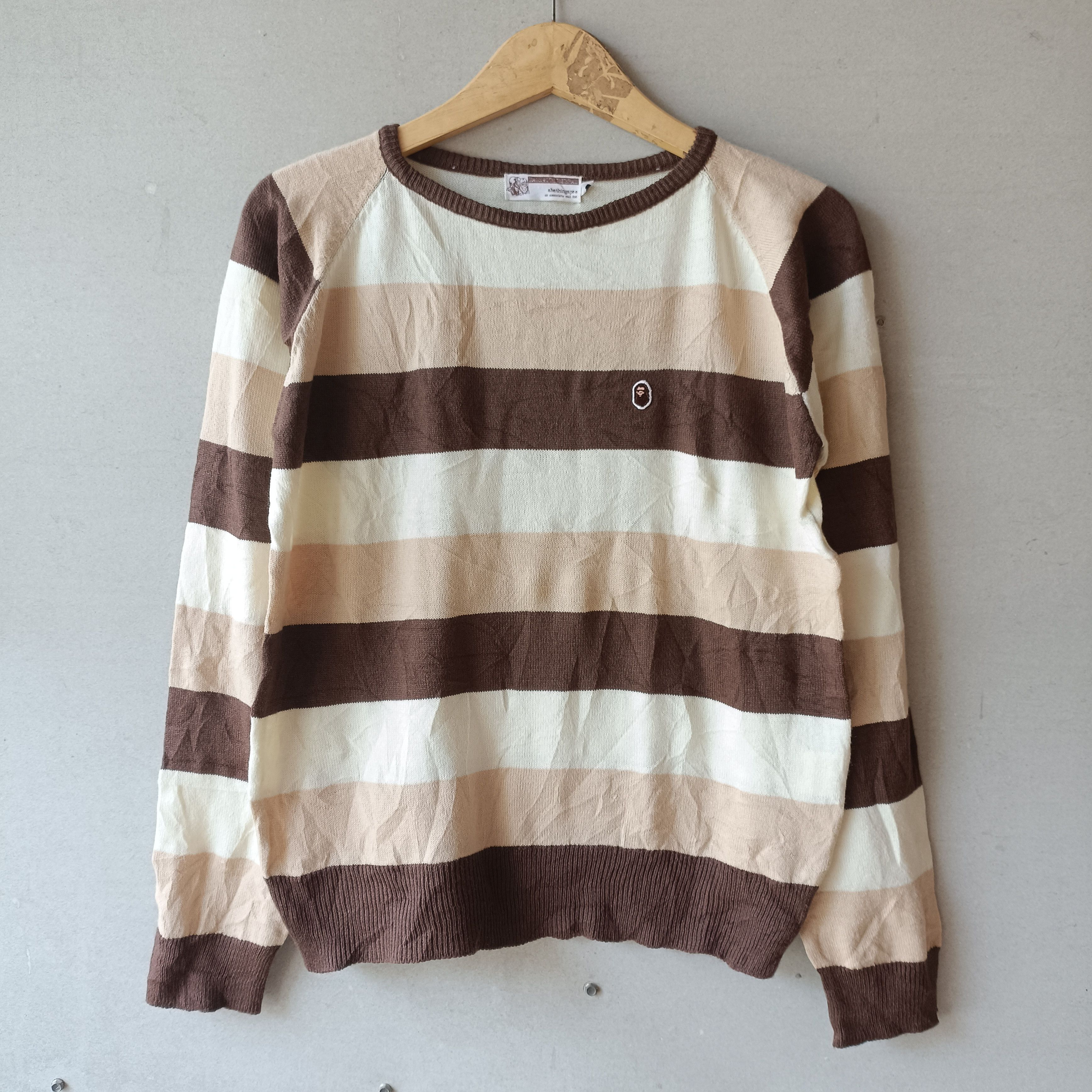 Bape OG bape general nigo era stripe knitwear ls brown Size US M / EU 48-50 / 2 - 1 Thumbnail