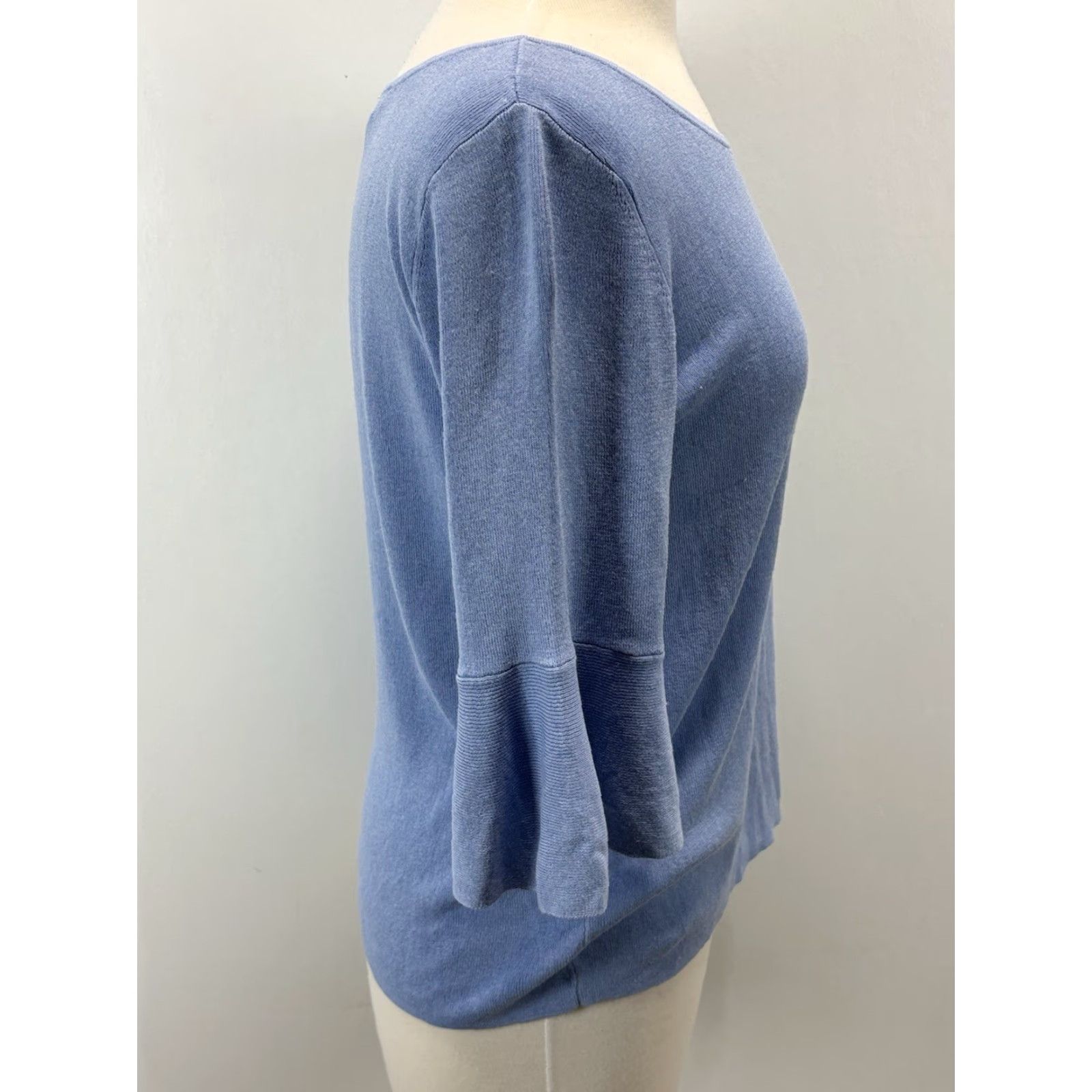 Talbots TALBOTS Blue Knit Sweater Large Half Flutter Sleeve Classic Womens Size L / US 10 / IT 46 - 4 Thumbnail