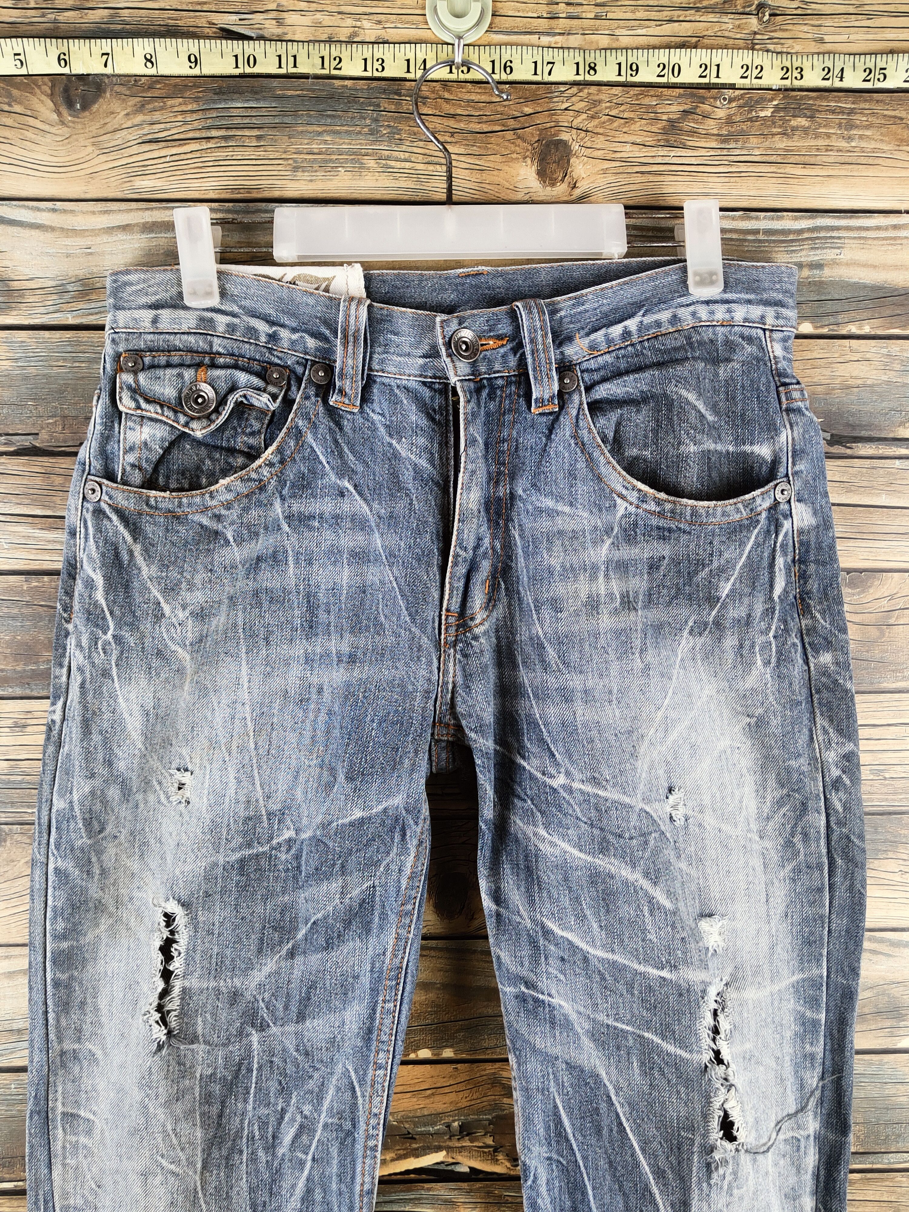 Japanese Brand DL AJ Light Blue Distressed Ripped Jeans #S2890 Size 32" / US 10 / IT 46 - 2 Thumbnail