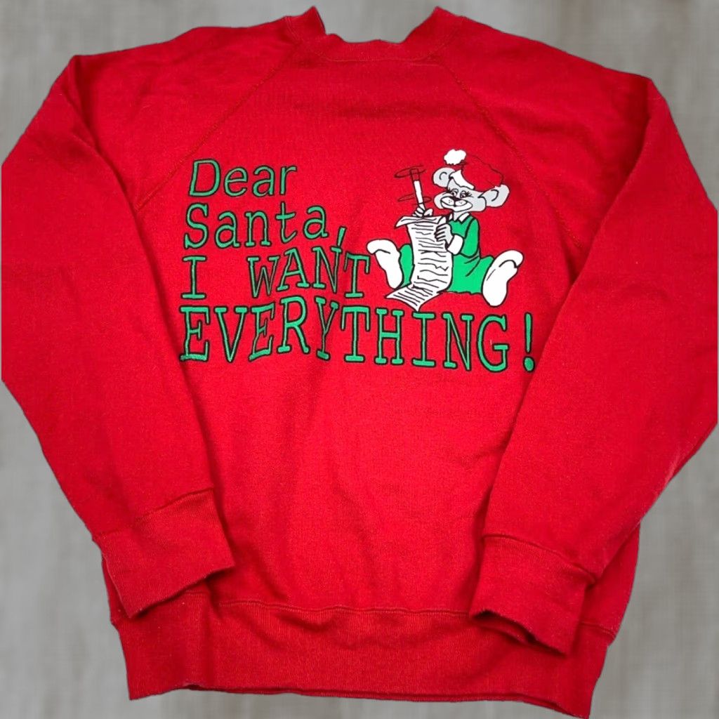 Tultex Vintage Christmas Sweater Women Small Red Crew Neck Sweatshirt USA 90s Holiday Tultex Cotton Cotton Blend Polyester Fleece Logo Size S / US 4 / IT 40 - 1 Thumbnail