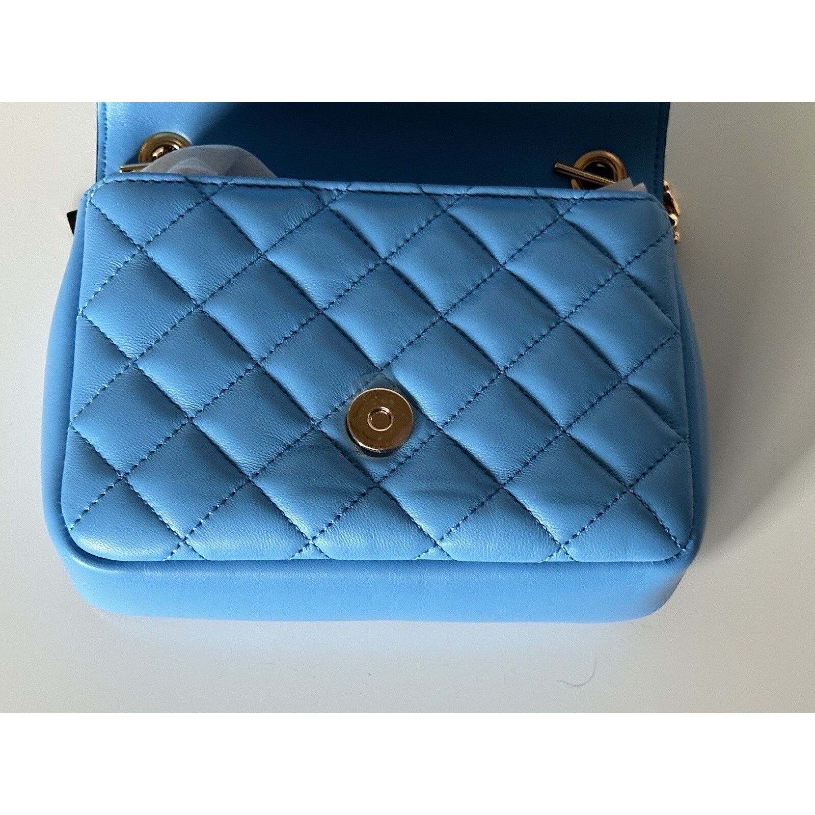 Versace Versace Quilted Leather Blue Small Shoulder Bag DBFI163S Size ONE SIZE - 12 Thumbnail