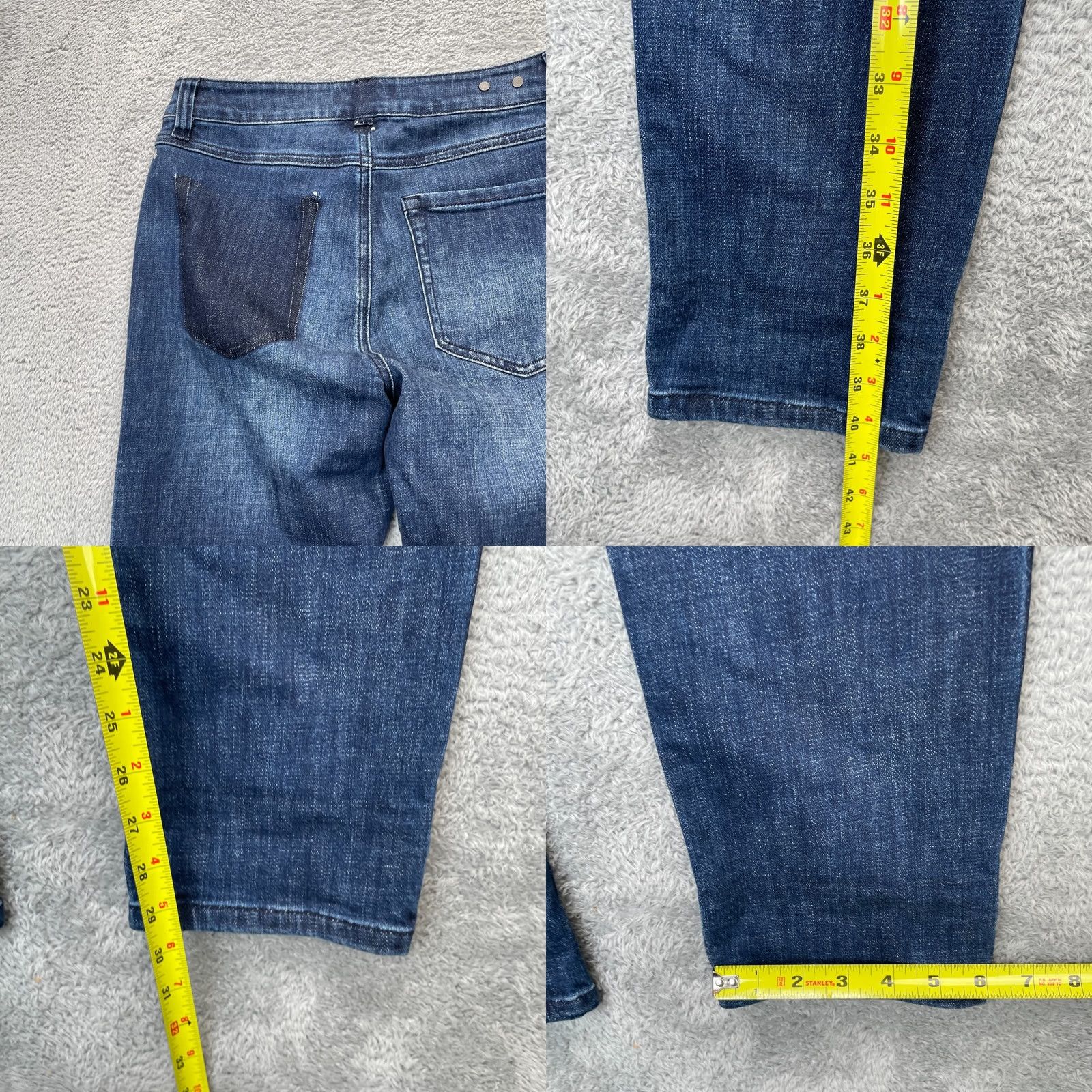 Vintage Cabi Jeans Womens 6 Blue High Rise Straight Leg Striped Denim Cotton Stretch Size 30" / US 8 / IT 44 - 8 Thumbnail