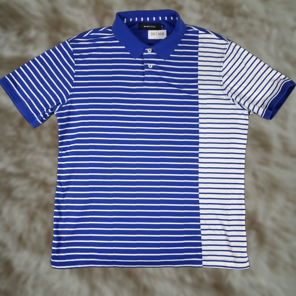 BUGATCHI BUGATCHI Polo Shirt Men Size M Blue Striped Short Sleeve Casual Classic Knit Polo Shirt Men’s Medium Blue Size US M / EU 48-50 / 2 - 1 Thumbnail