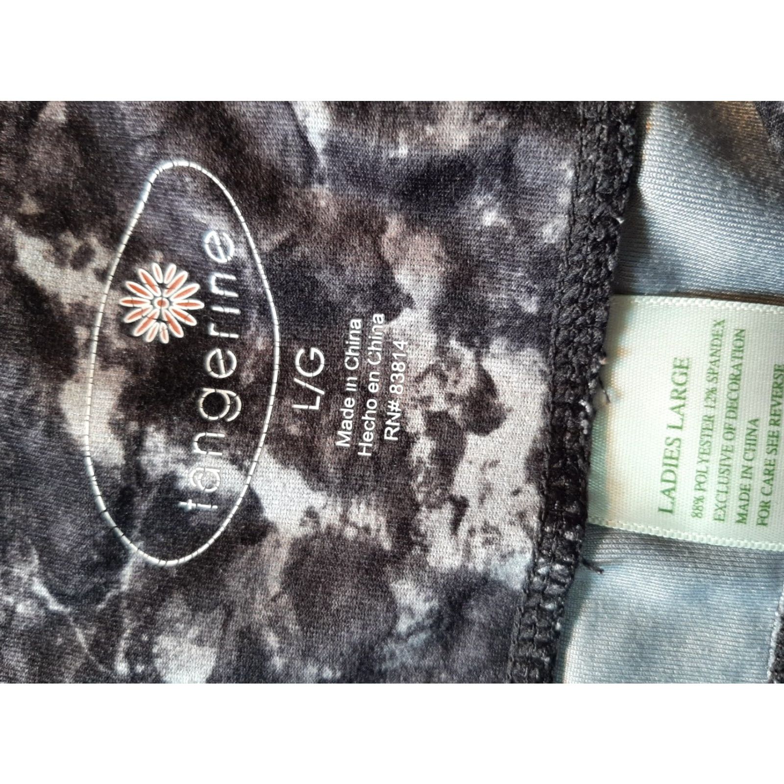 Vintage Tangerine Womens Pants L Marbel Design Black Gray Stretch Activewear Regular Size Large Womens Pants Size 36" / US 14 / IT 50 - 5 Thumbnail