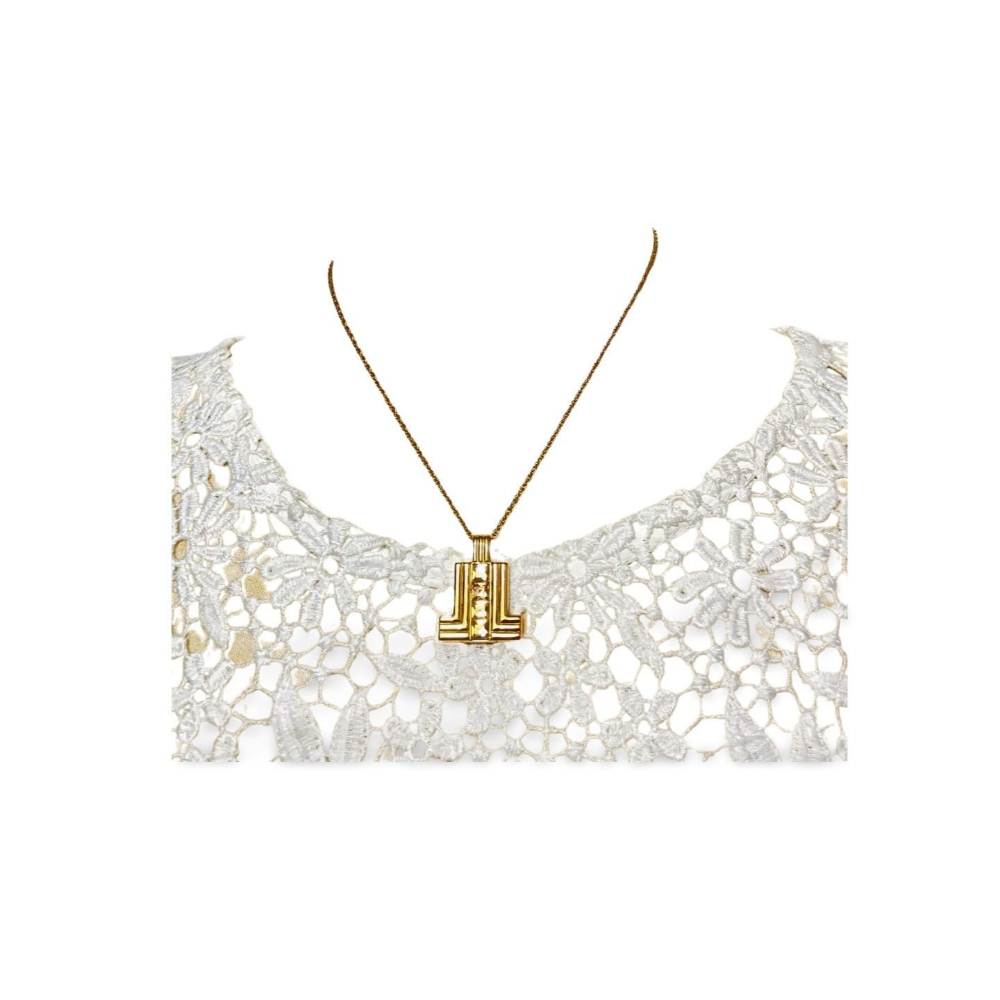 Lanvin Vintage LANVIN golden chain necklace with crystals Size ONE SIZE - 2 Thumbnail