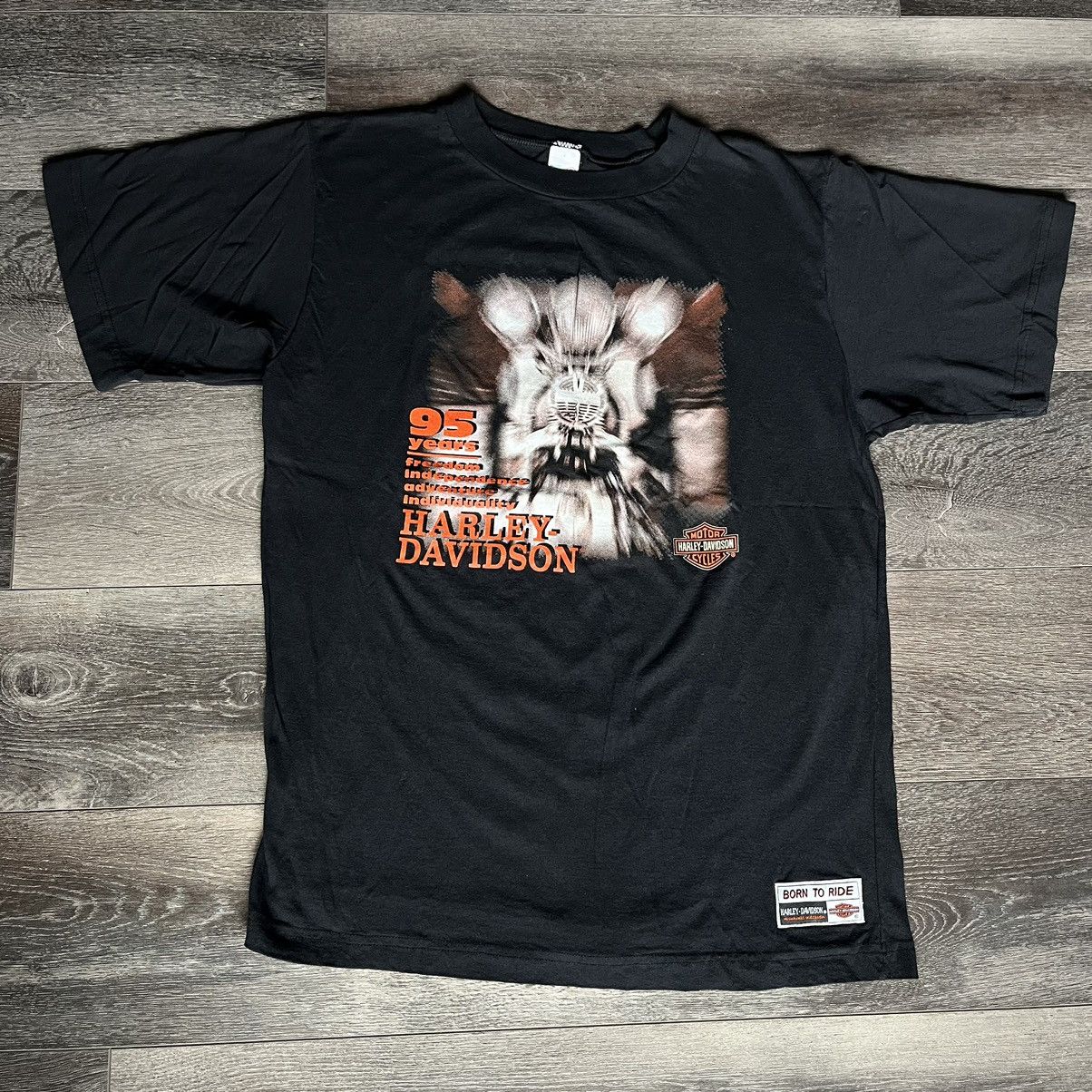 Harley Davidson × Vintage Vintage 90s Harley Davidson 95 Years Motorcycle Graphic Tee Size US M / EU 48-50 / 2 - 1 Thumbnail