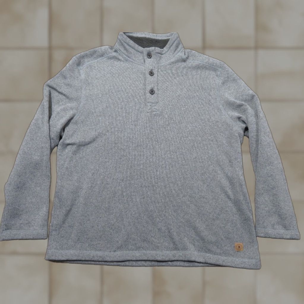 Vintage G.H. Bass & Co Sweater Mens XL Gray Knit 1/4 Button Pullover Outdoor Hiking Ski Mock Neck Zip Size US XL / EU 56 / 4 - 1 Thumbnail