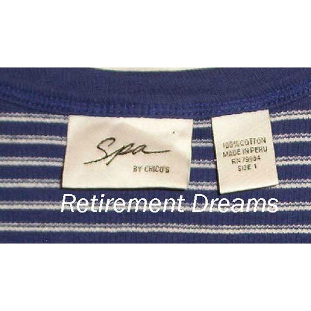 Chicos Chicos Spa Size 1 M 8 Blue White Striped Tank Top Sleeveless Size M / US 6-8 / IT 42-44 - 2 Thumbnail