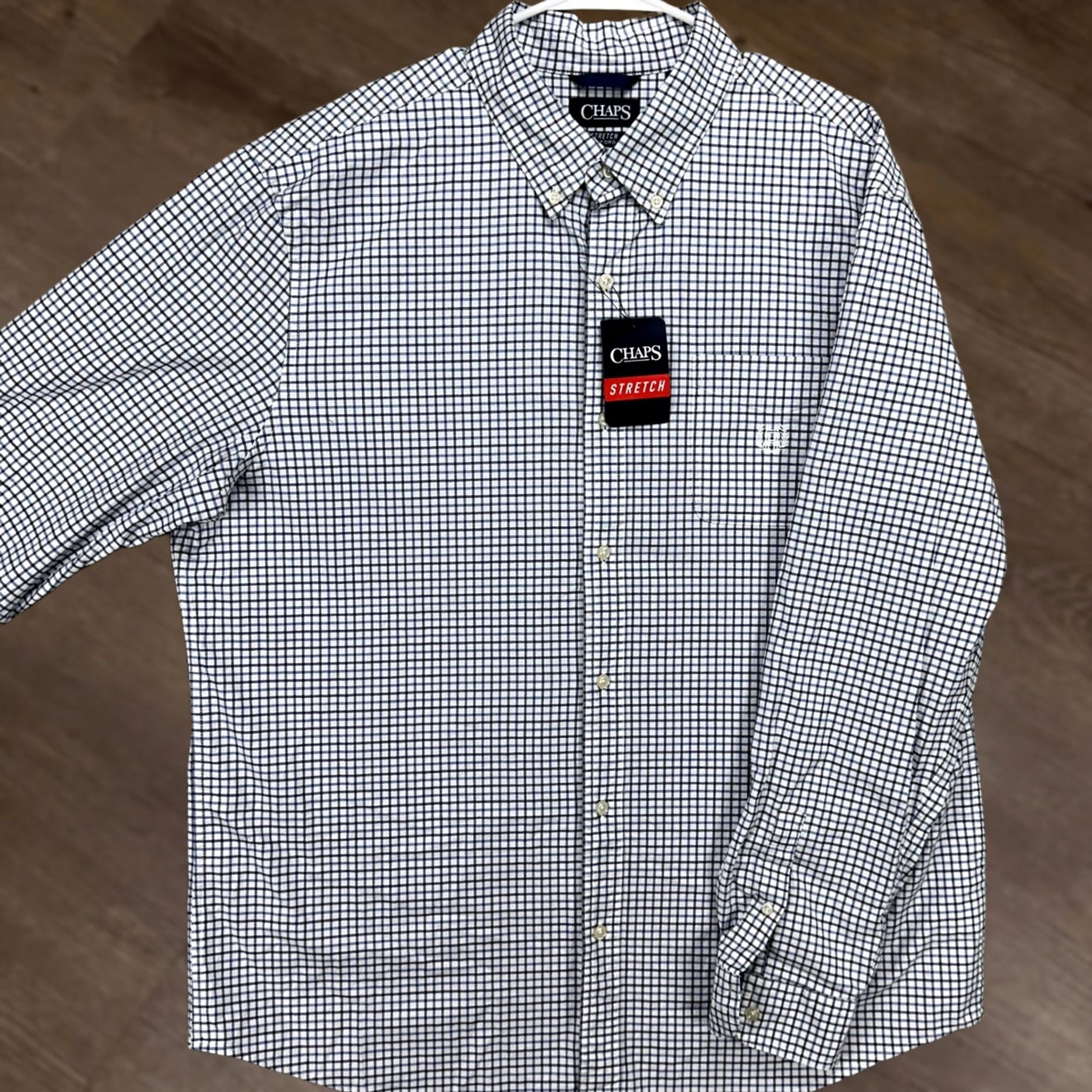Chaps Chaps Men Button Down Shirt 2XL Blue Plaid Oxford Stretch Pocket Long Sleeve NEW Size US XXL / EU 58 / 5 - 1 Thumbnail