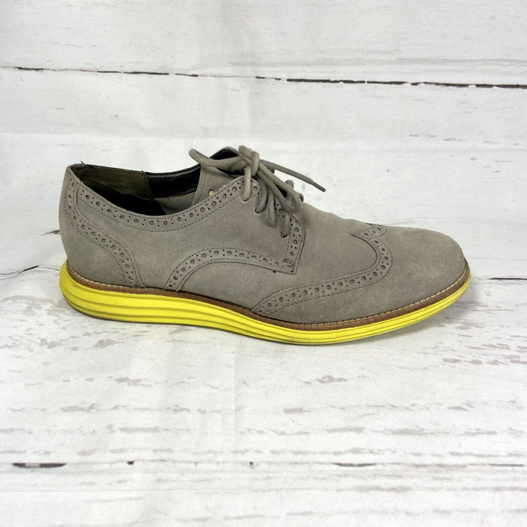 Cole Haan Cole Haan Lurnagrand Shoes Men’s 9.5M Gray Suede Wingtip Oxfords Size US 10 / EU 43 - 3 Thumbnail