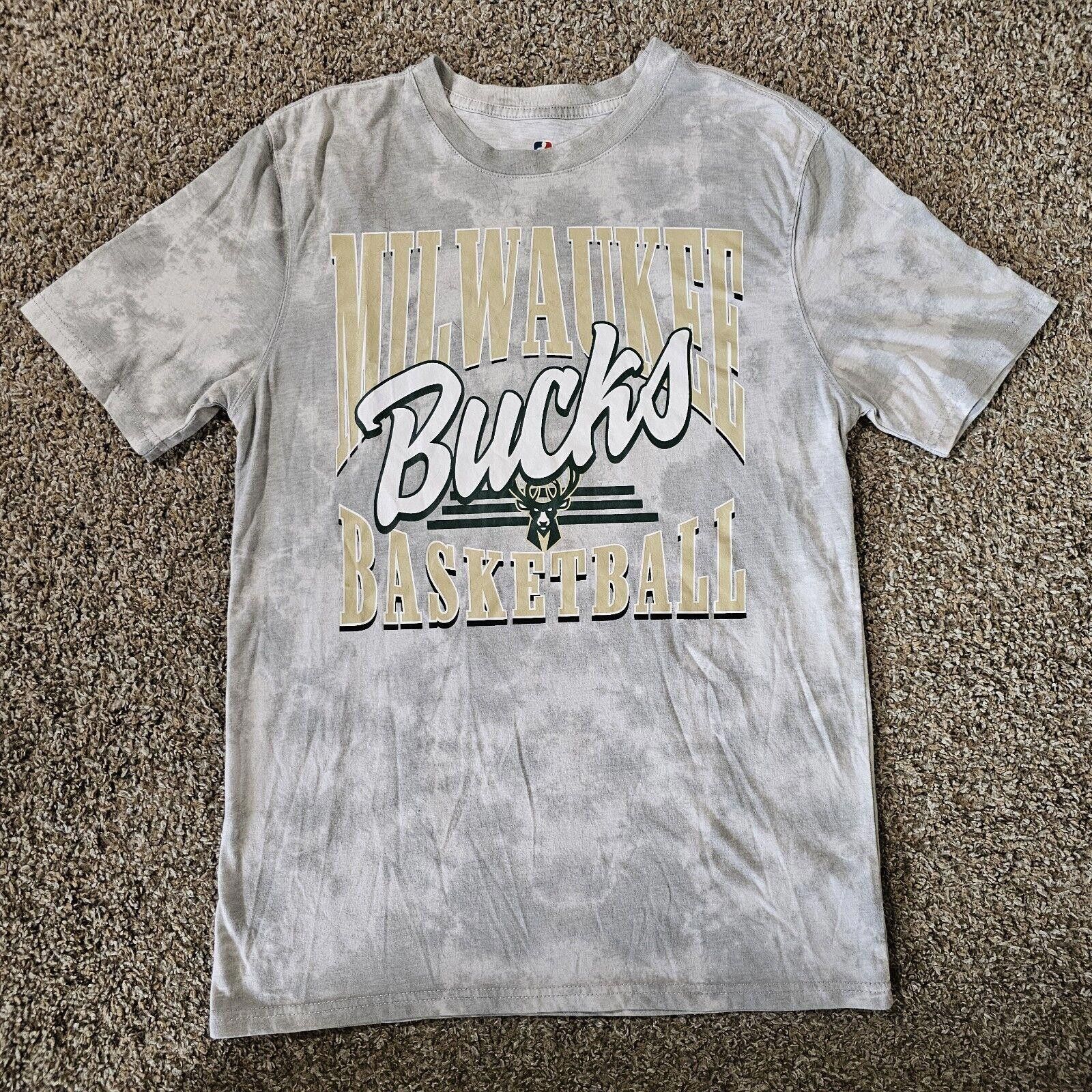 NBA Milwaukee Bucks Shirt Adult Small Gray White Tie Dye Tee NBA Size ONE SIZE - 1 Thumbnail