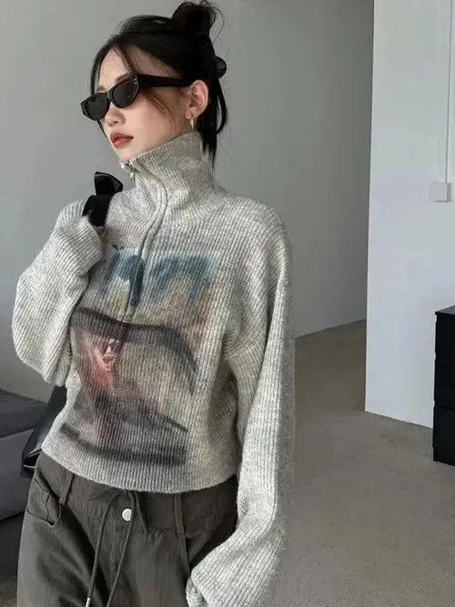 Japanese Brand Vintage Half Zipper Pullover Size ONE SIZE - 1 Thumbnail