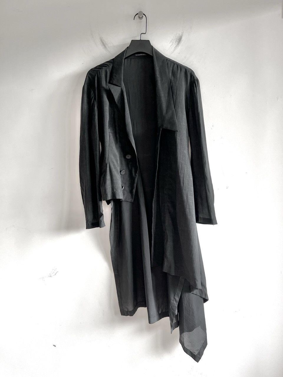Yohji Yamamoto Yohji Yamamoto Femme - Tencel Asymmetric Long Shirt Jacket Size S / US 4 / IT 40 - 2 Thumbnail