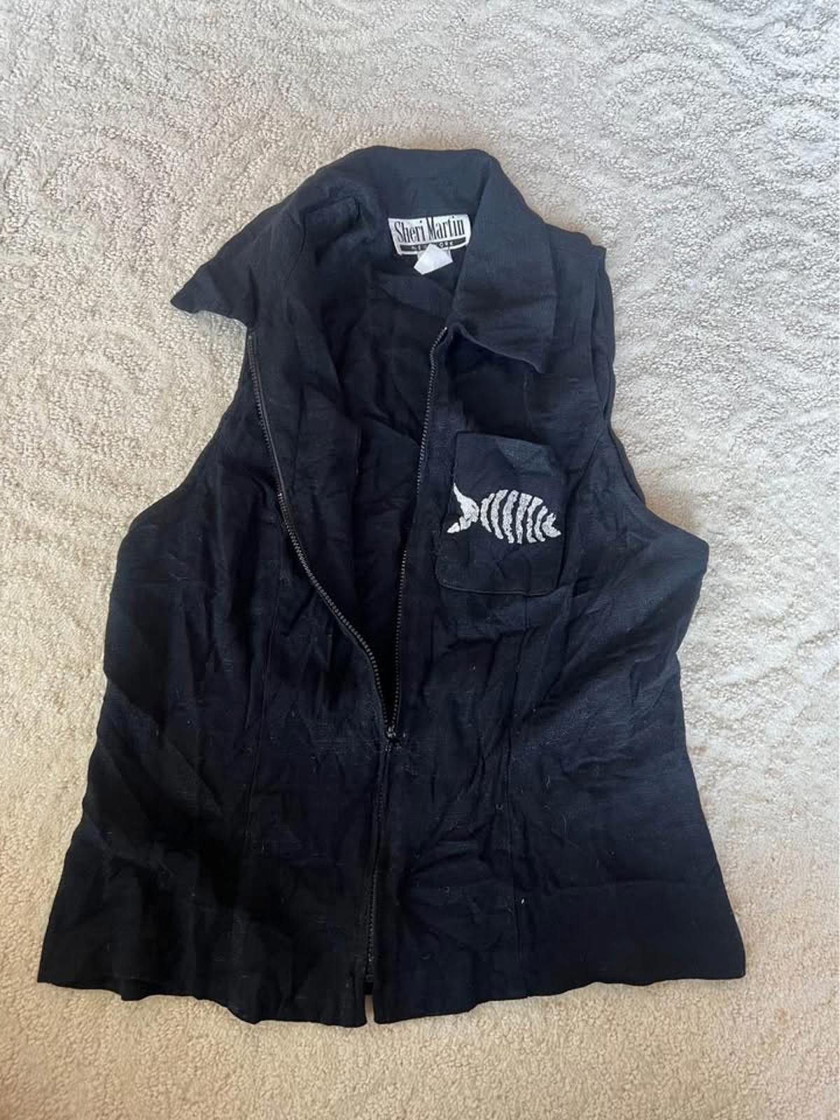 Designer Vintage 80s Sheri Martin Fish Skeleton Vest (Made in USA) Size ONE SIZE - 4 Thumbnail