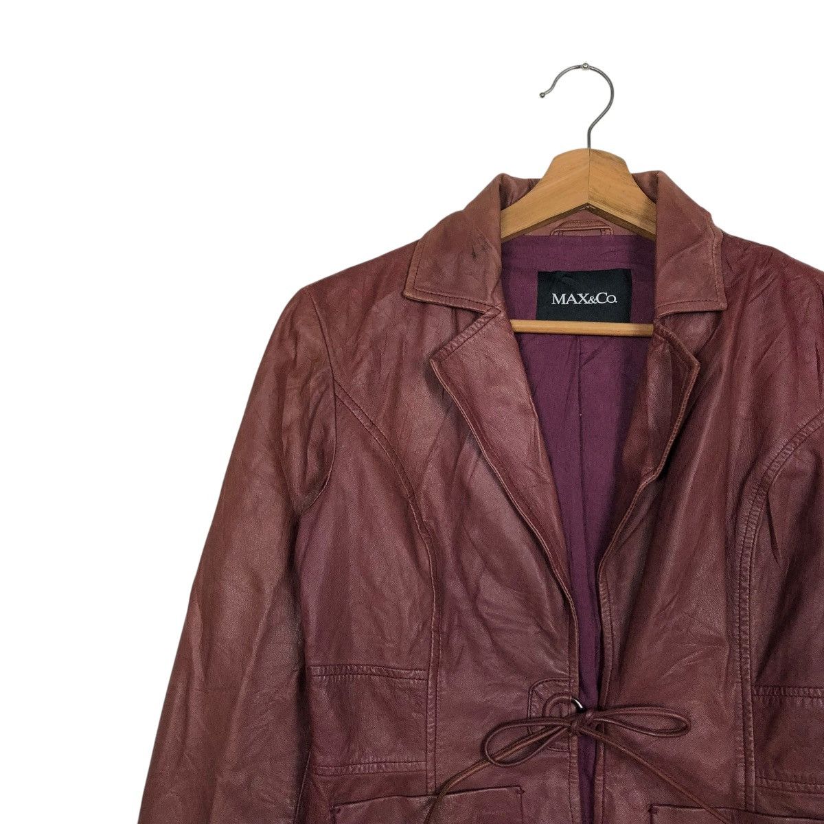 Japanese Brand 🔥VINTAGE CROPPED BIKER LEATHER JACKET MAX & CO Size S / US 4 / IT 40 - 9 Thumbnail