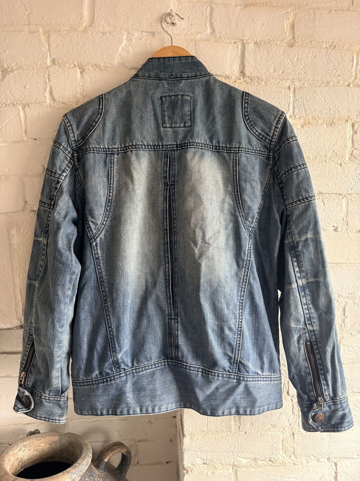 Vintage Vintage Washed Denim Biker Jacket Size L Size US M / EU 48-50 / 2 - 4 Thumbnail