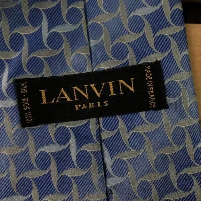Lanvin Mens Tie Lanvin Paris Silk Blue Size ONE SIZE - 5 Thumbnail