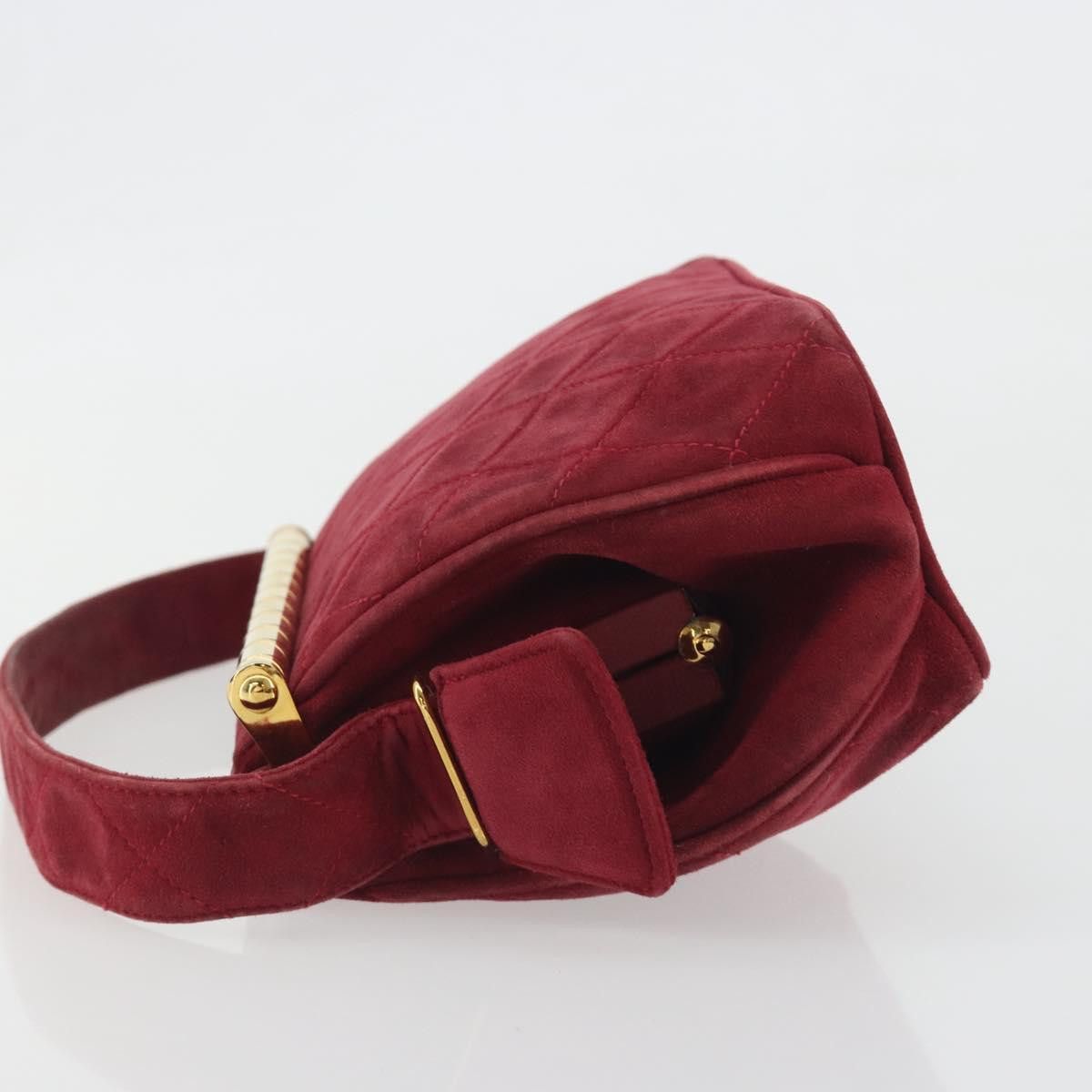 Chanel CHANEL Matelasse Hand Bag Suede Red Gold CC Auth 197450A - Size ONE SIZE - 4 Thumbnail