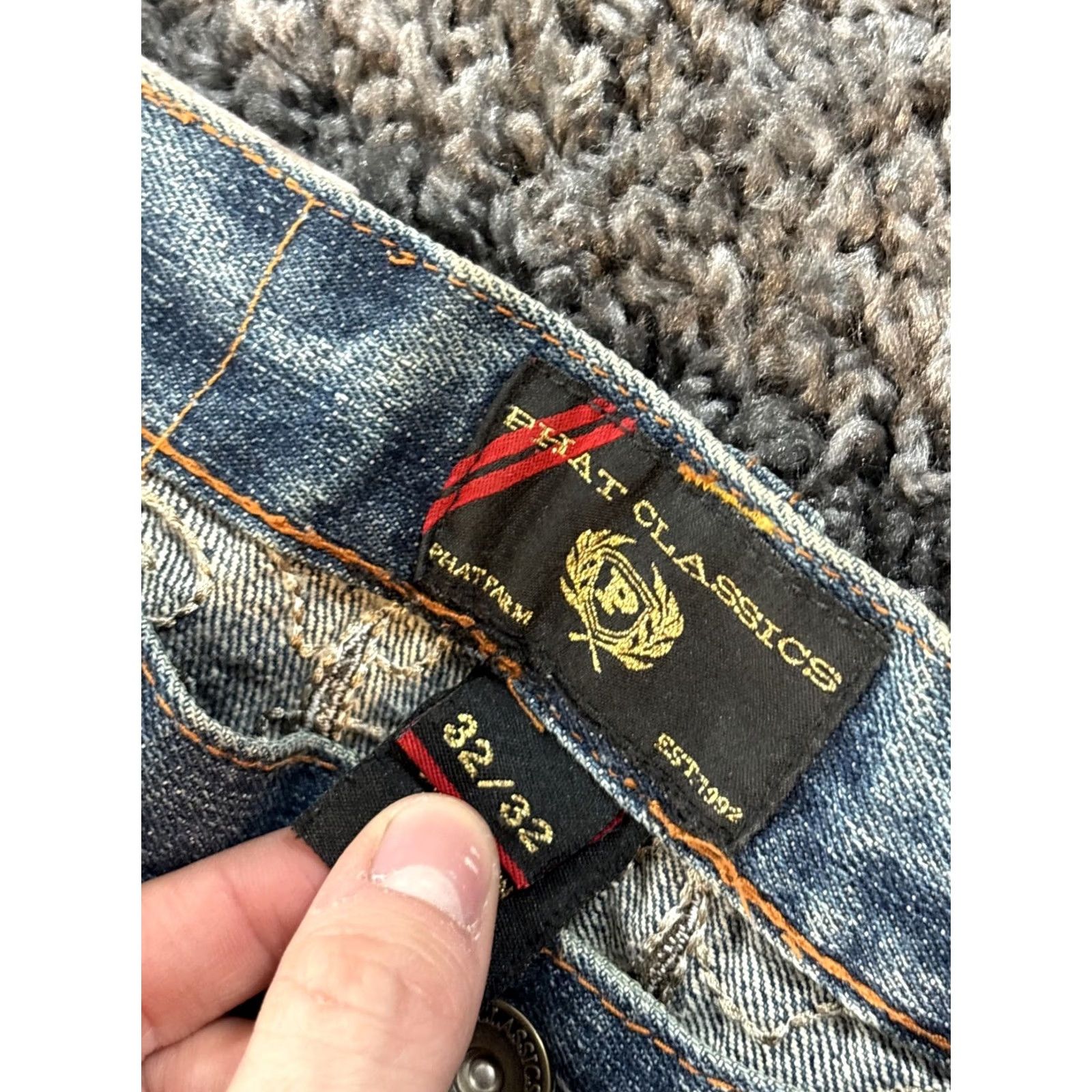 Phat Farm VINTAGE Phat Farm Jeans Mens 34x28 Dark Wash Embroidered Distressed 90s Size US 34 / EU 50 - 5 Thumbnail