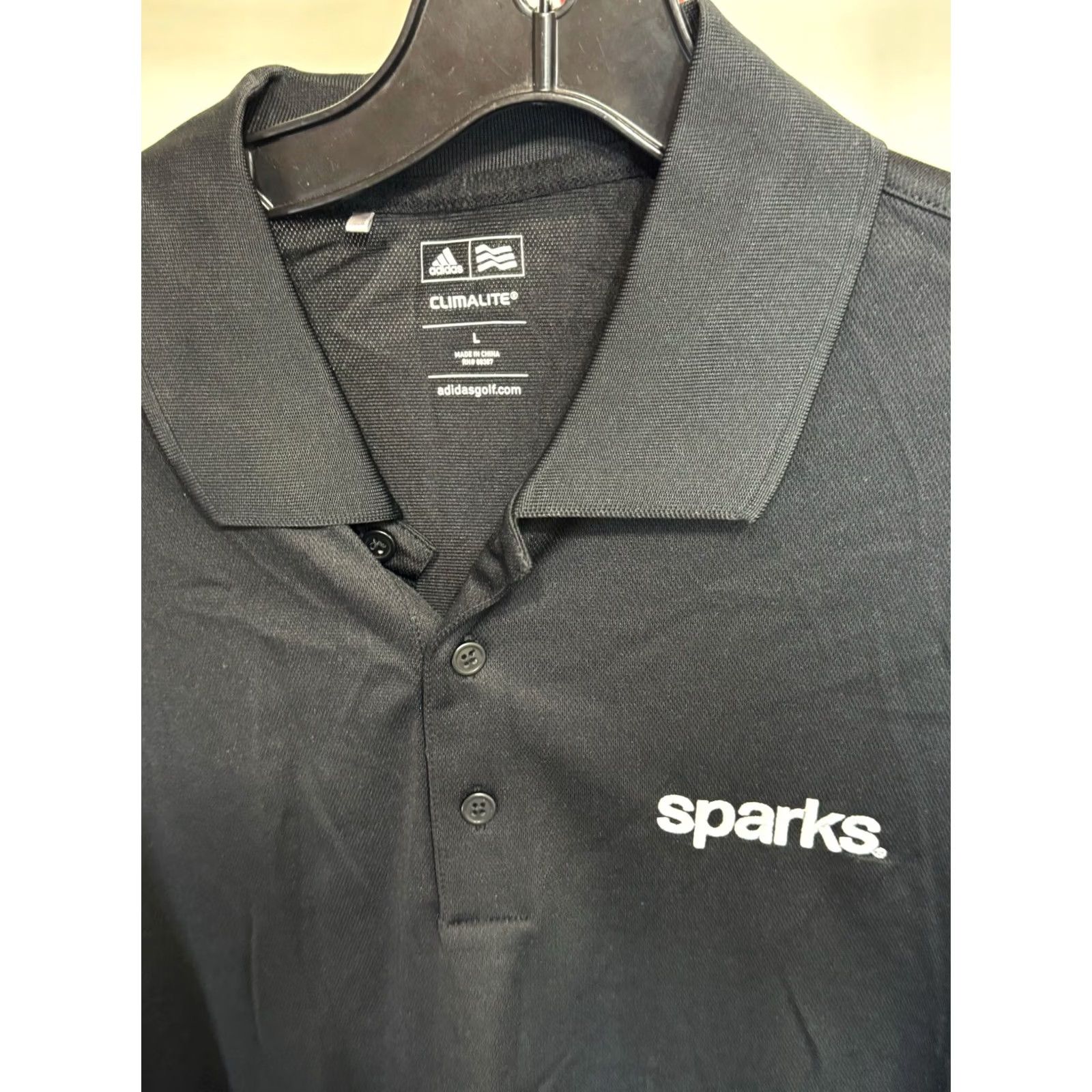 Adidas Adidas Polo Shirt Mens L Black SHARp Embroidered Sparks Golf POLO Shirt Large L Size US L / EU 52-54 / 3 - 4 Thumbnail