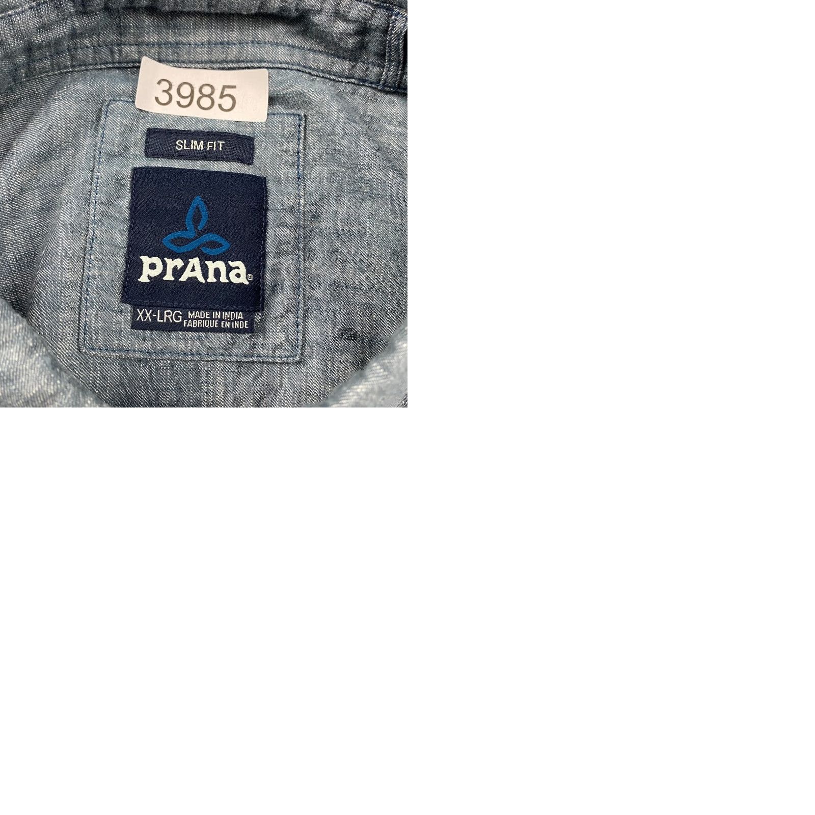 Prana Prana Button Down Shirt Mens 2XL Blue Chambray Slim Short Sleeve Organic Cotton Size US XXL / EU 58 / 5 - 9 Thumbnail