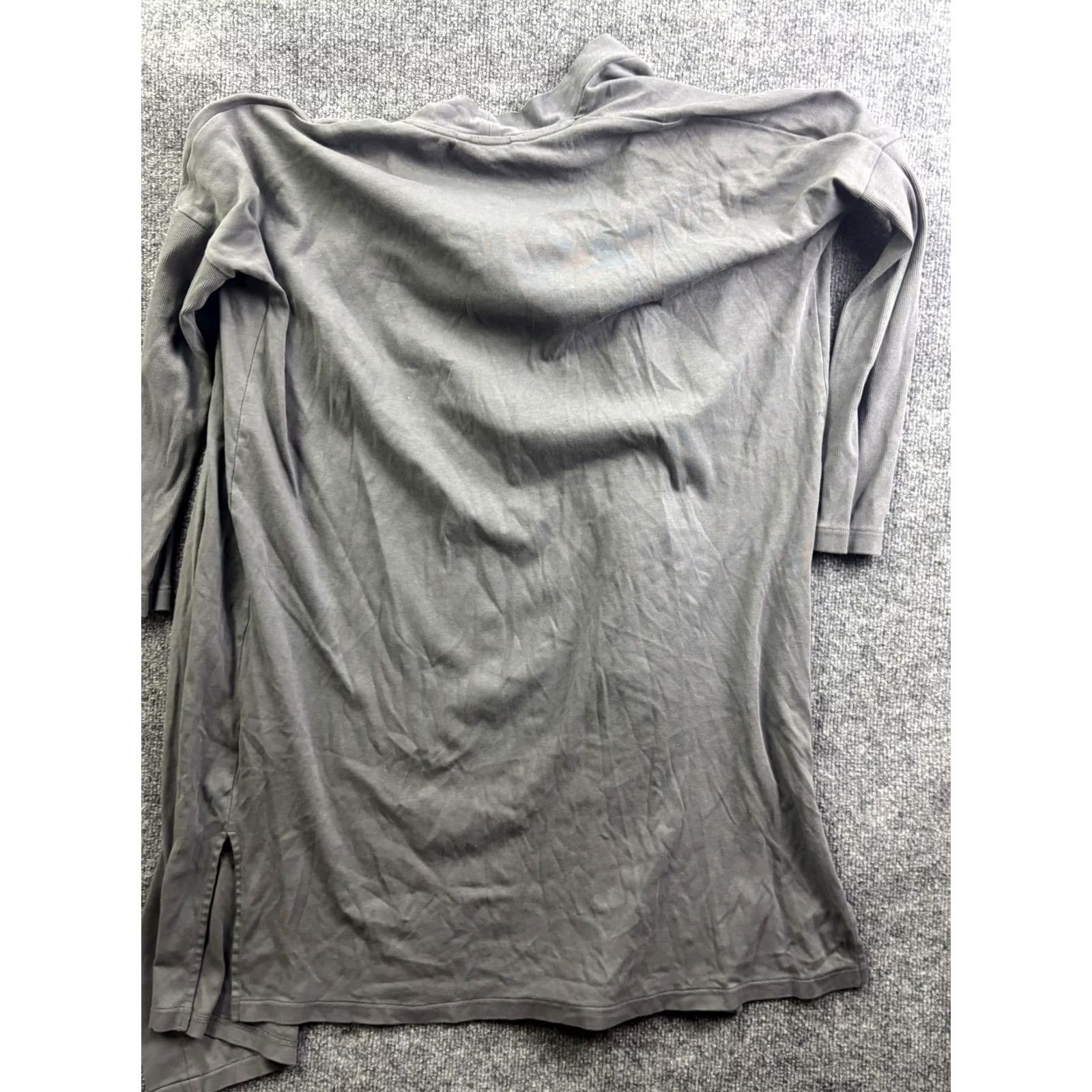 Eileen Fisher Eileen Fisher Cardigan Sweater Womens XXS/XS Gray Longline Open Front Cotton Knit Jersey V-Neck Pockets Size XXS / US 00 / IT 34 - 8 Thumbnail