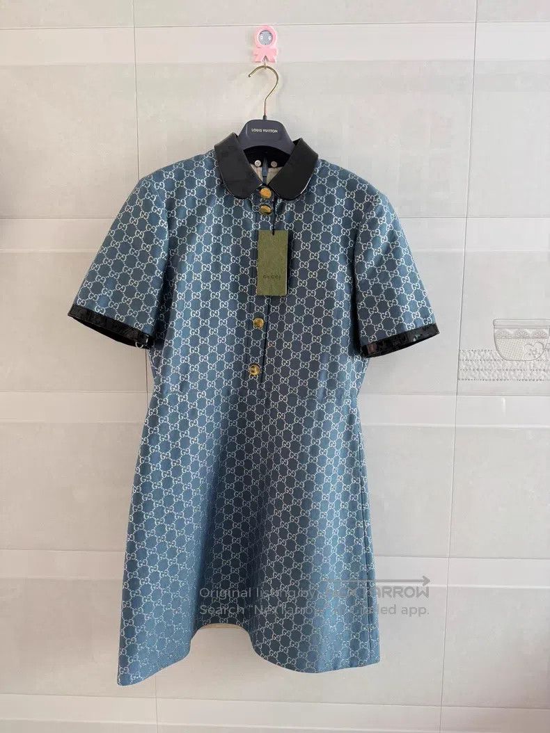 Gucci Gucci GG blue patchwork dress Size L / US 10 / IT 46 - 2 Thumbnail