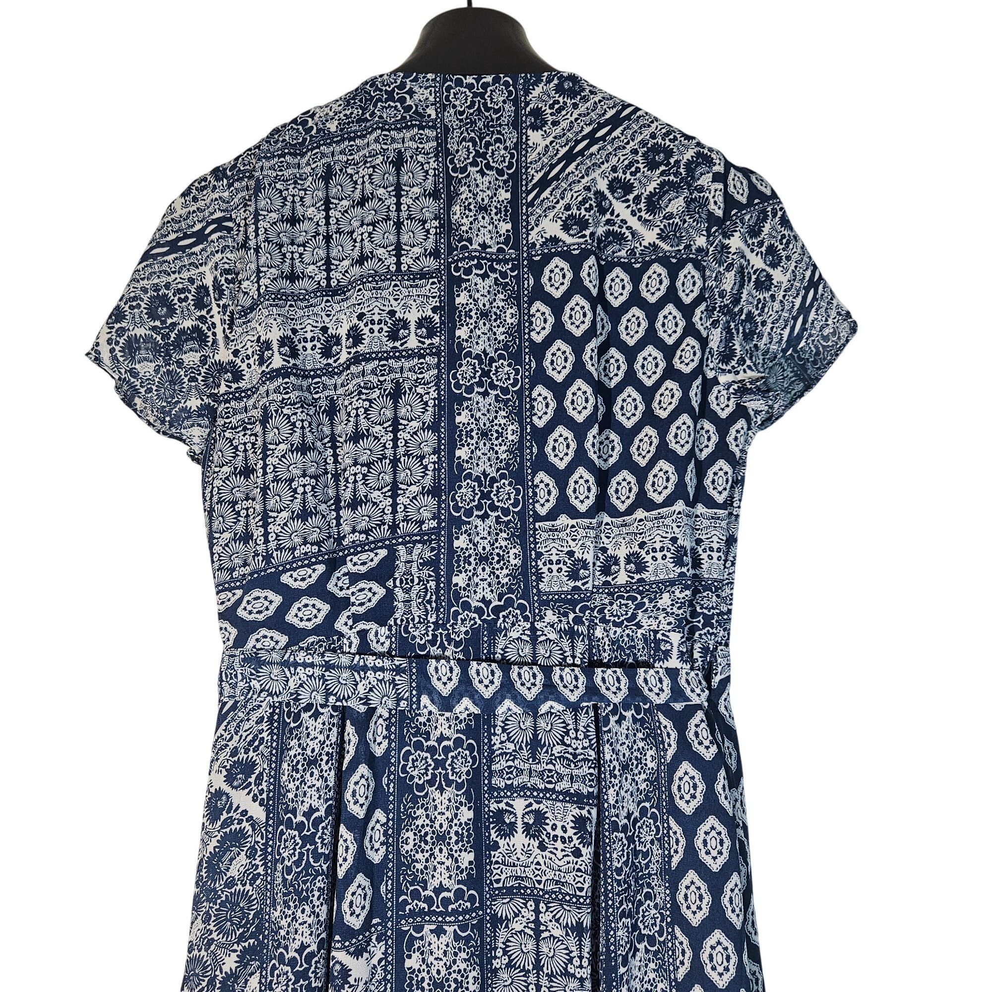 Other Aakaa Boho Maxi Dress Blue White Geo Print Short Sleeve Ligh Size S / US 4 / IT 40 - 10 Thumbnail