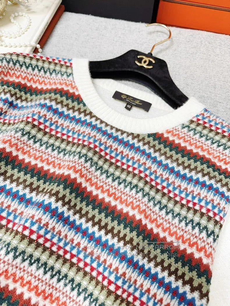 Loro Piana Colorful Knitted Cashmere Short Sleeve