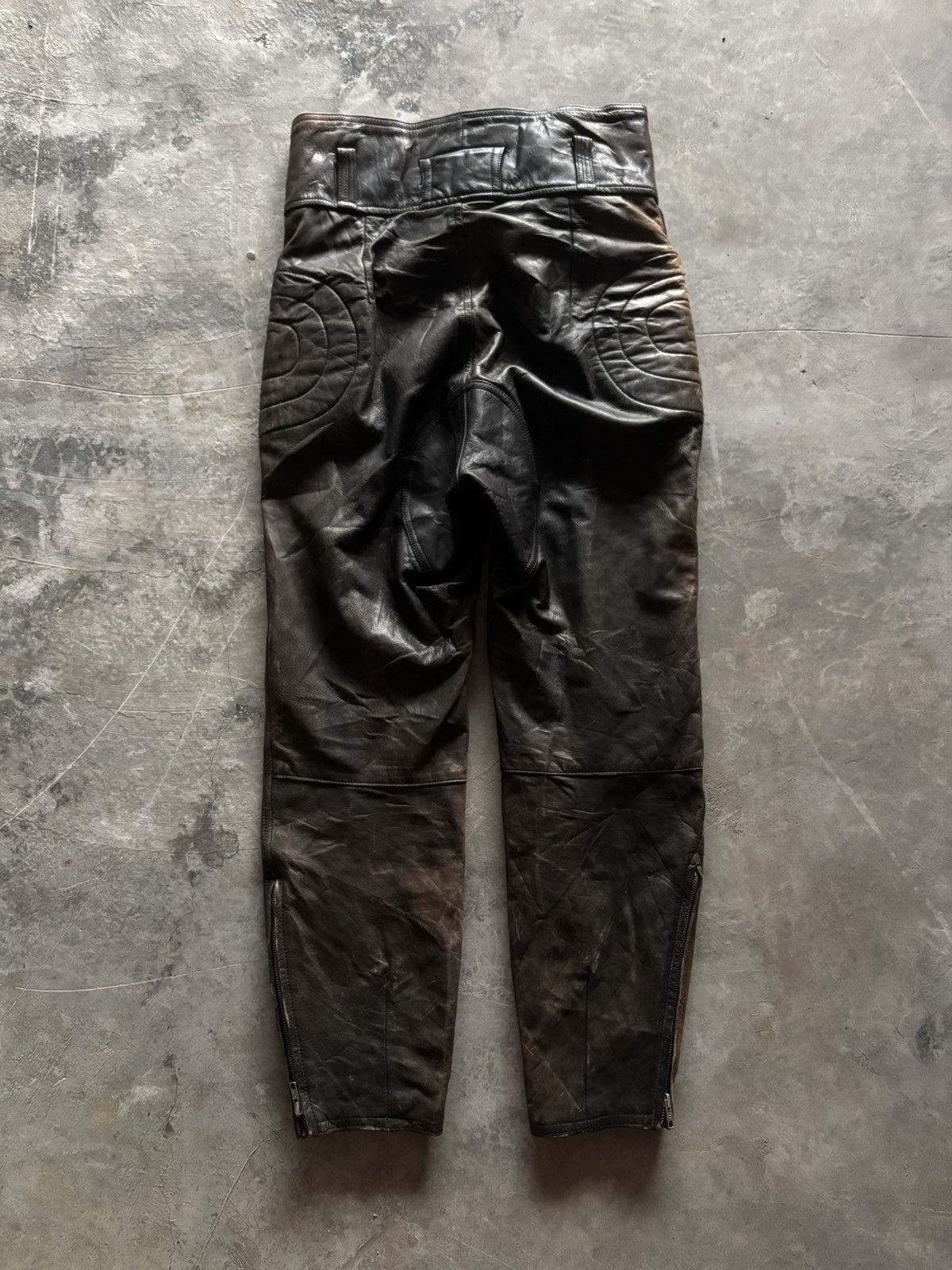 Japanese Brand KOMINE LEATHER PANT MOTORSPORT SUPER SICK FADED PATINA Size US 32 / EU 48 - 14 Thumbnail