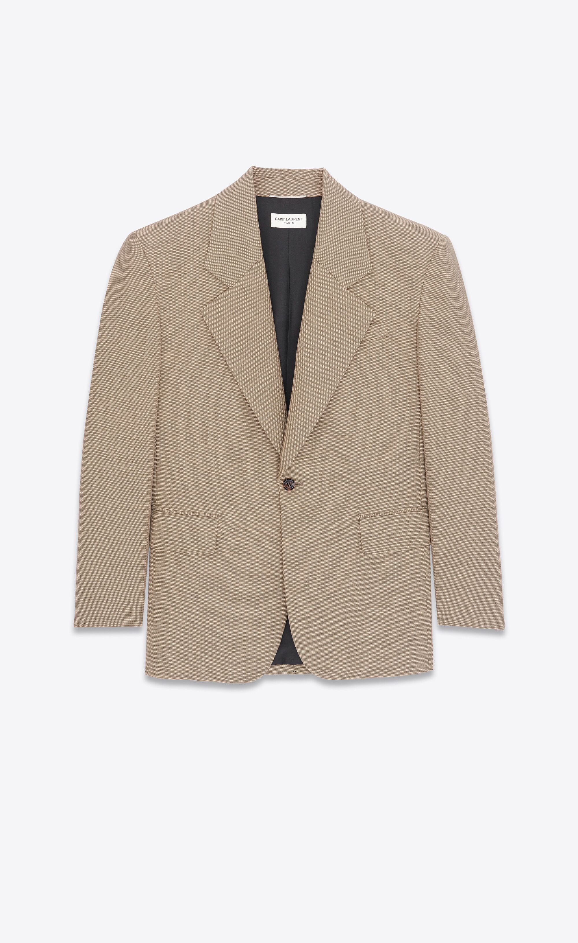 Saint Laurent Paris oc11z0126 774995 Oversized Jacket in Wool in Beige Size US M / EU 48-50 / 2 - 1 Thumbnail
