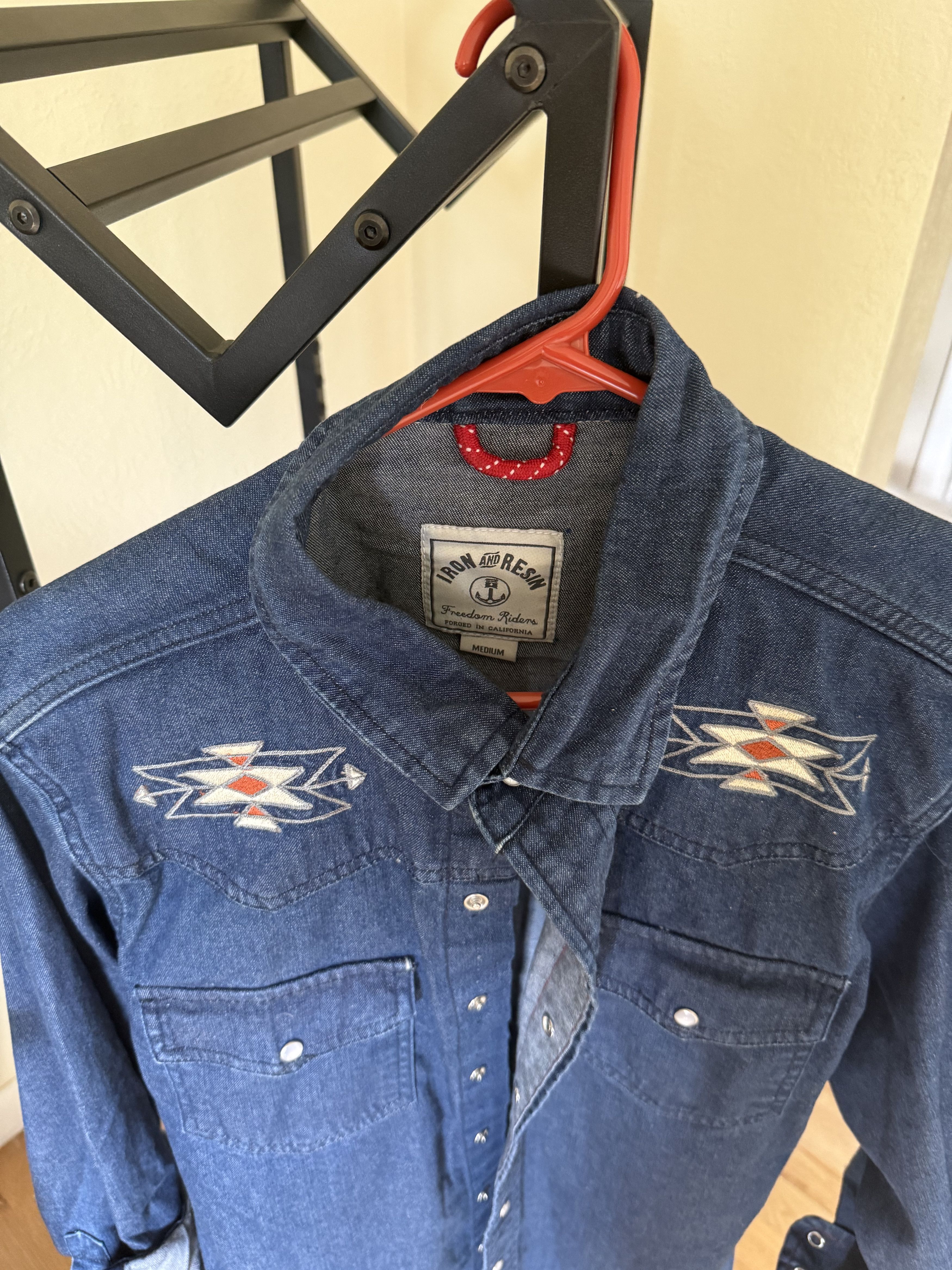 Iron & Resin Iron & Resin Embroidered Western Denim Shirt Size US M / EU 48-50 / 2 - 2 Thumbnail