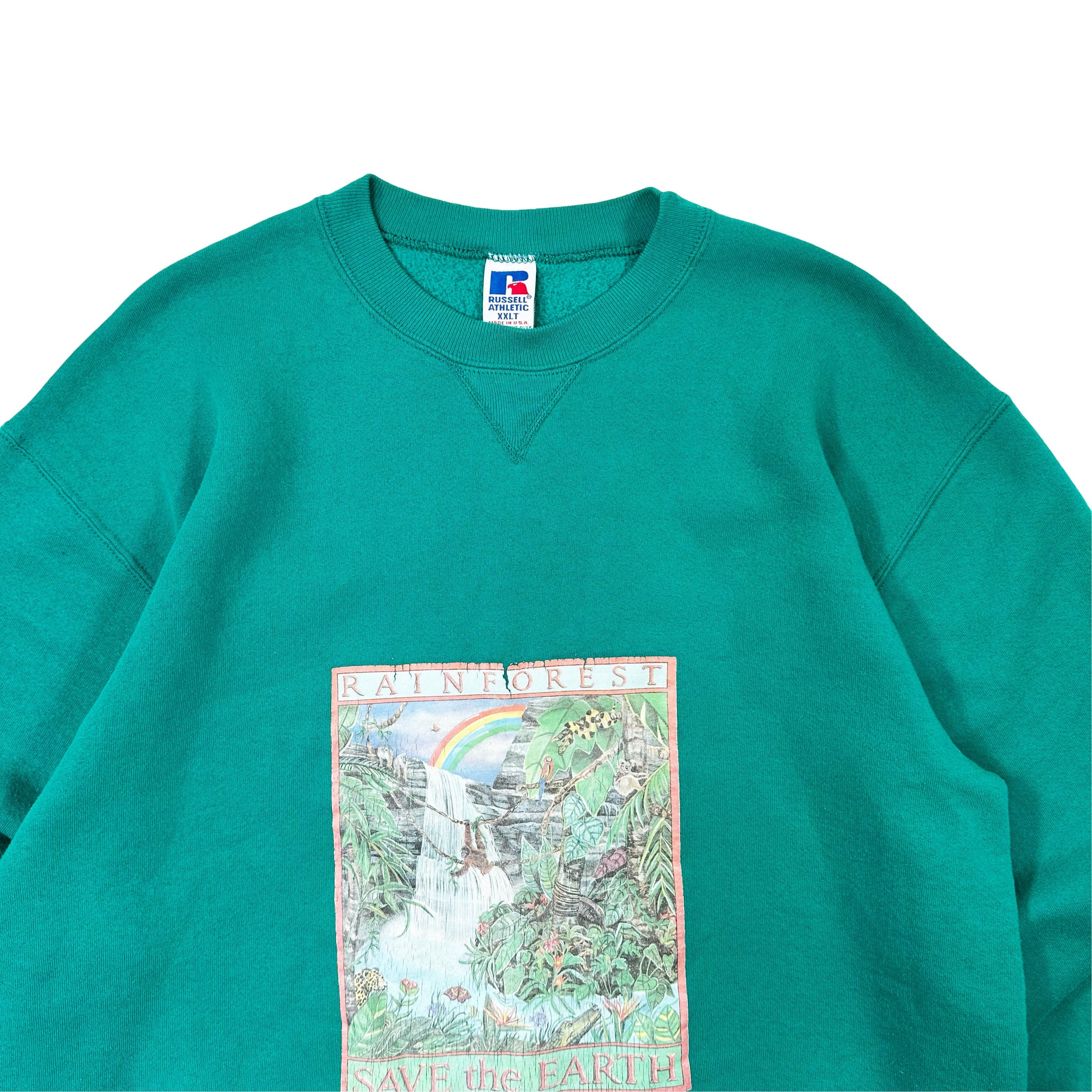 Vintage Vintage 90s Made in USA Russell Athletic Rainforest Save Size US XXL / EU 58 / 5 - 2 Thumbnail