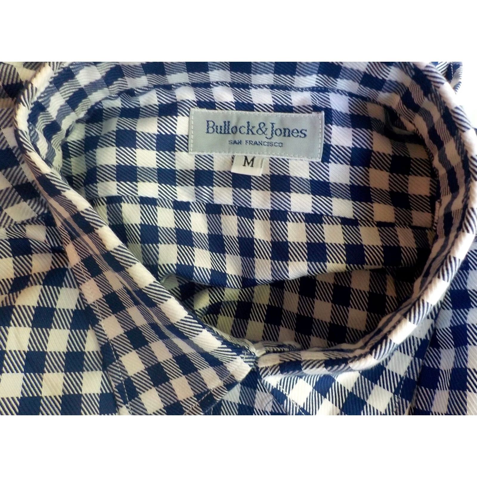 Vintage BULLock & JONES LS Button Front Check Shirt Blue White Cotton SZ MED NWT Mens Shirt Size US M / EU 48-50 / 2 - 4 Thumbnail