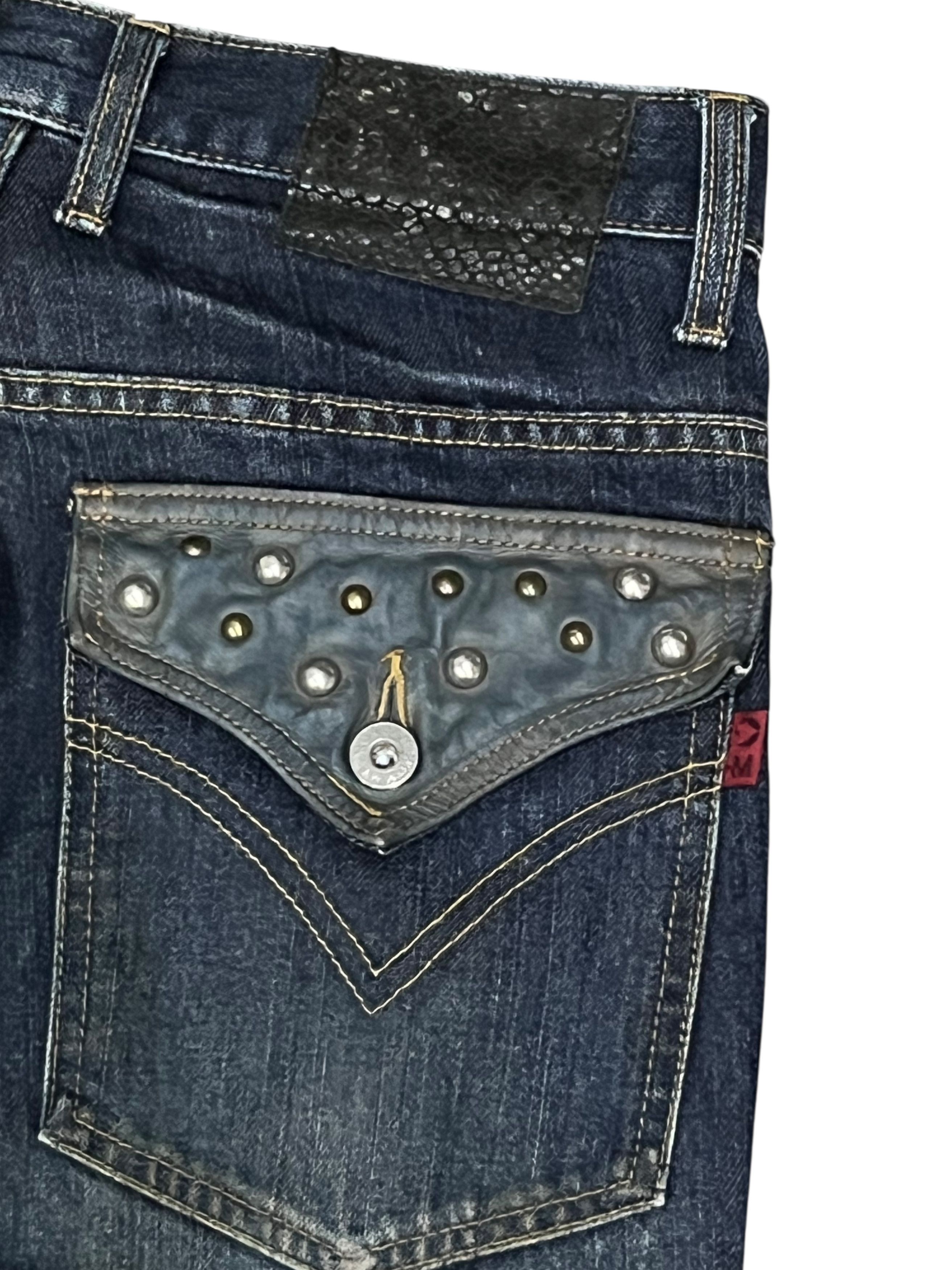 Morgan Homme Morgan Homme Vintage Studded Charcoal Super Flare Jeans Size 28" / US 6 / IT 42 - 10 Thumbnail