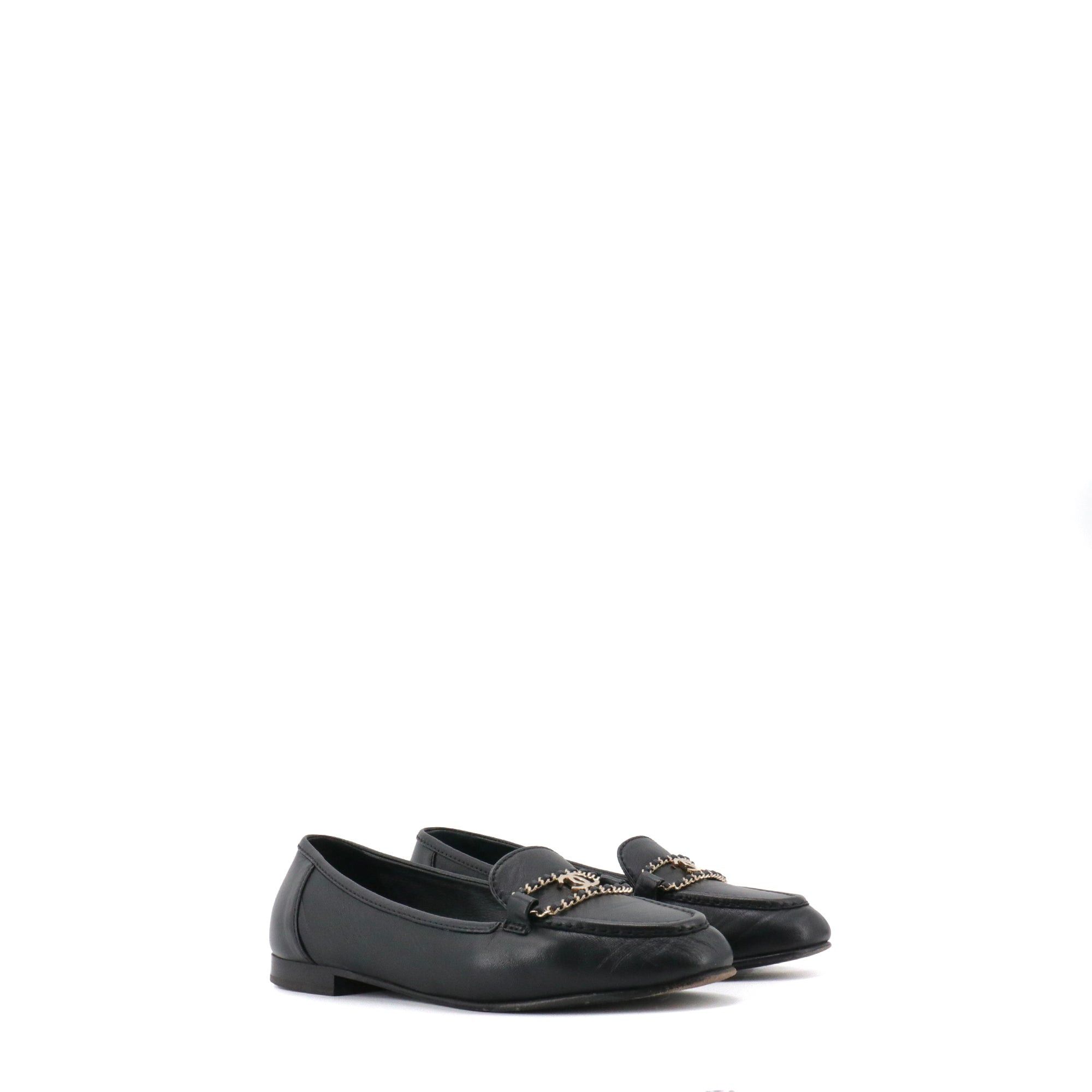 Chanel CHANEL - Chanel CC loafers in black leather (size 36.5) Size US 5.5 / IT 35.5 - 1 Thumbnail