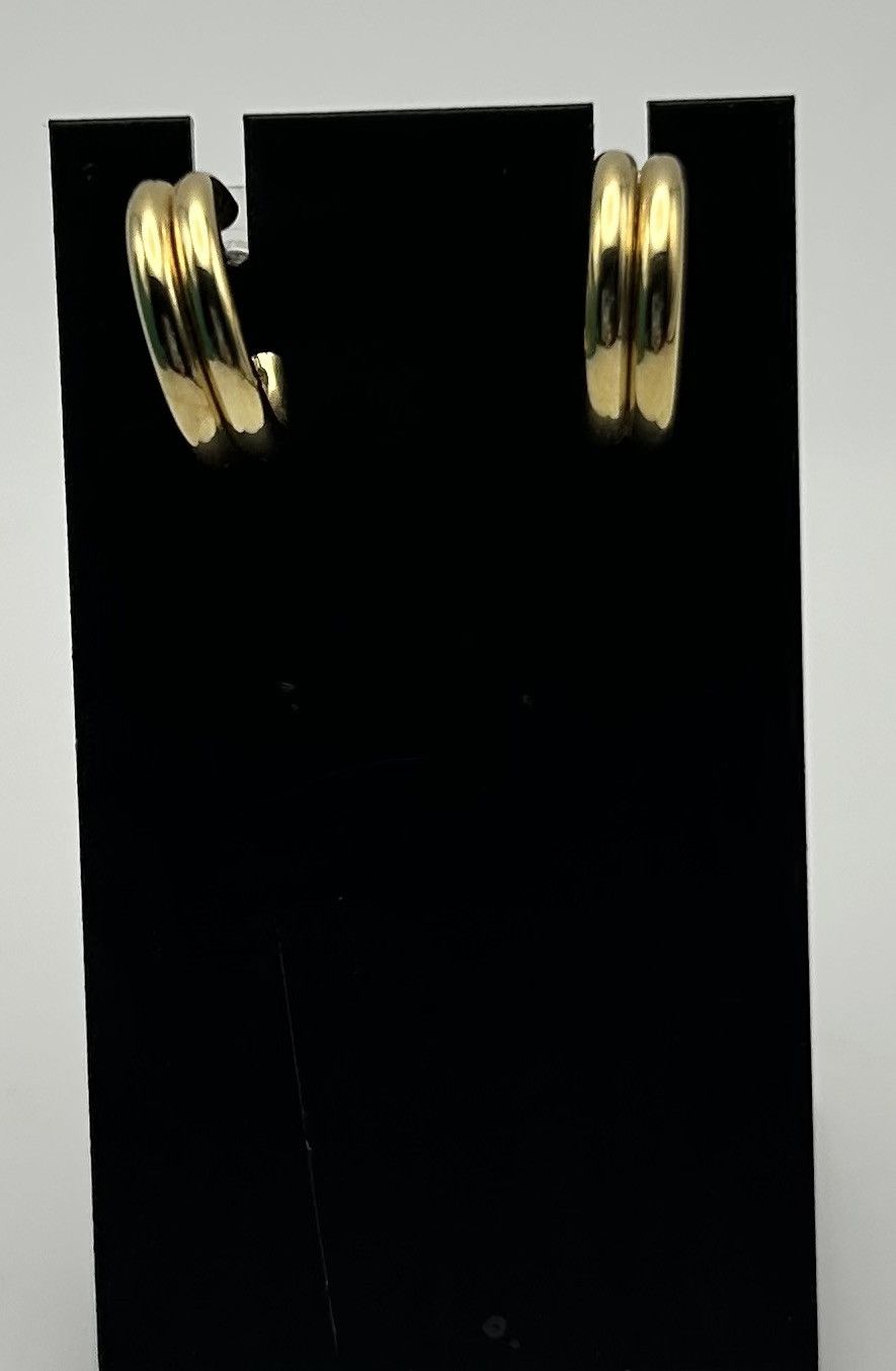 Other Vintage Chunky Double Thick Gold Open Hoop Stud Earrings Size ONE SIZE - 3 Thumbnail