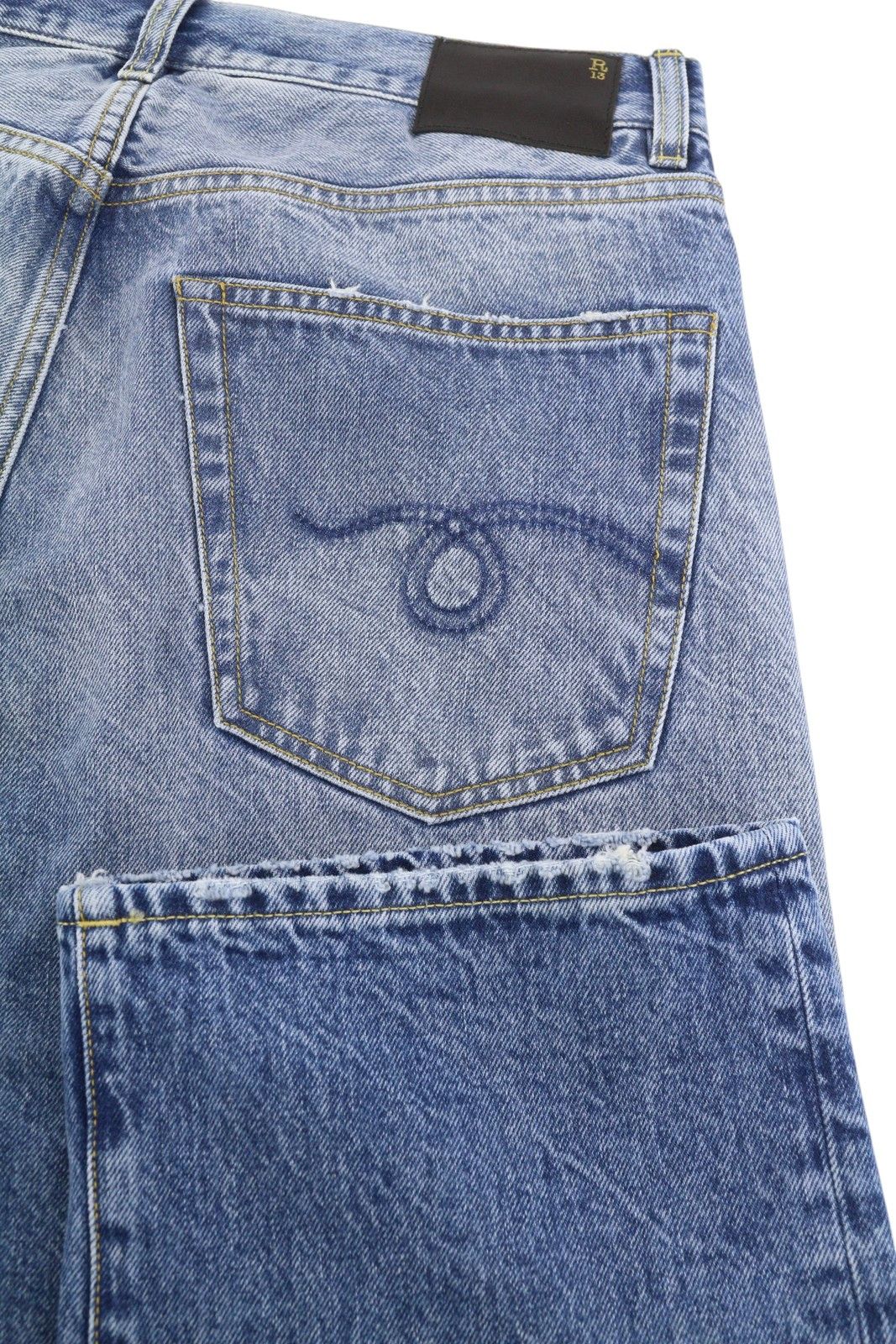R13 CUFFED X-BF 27 Jasper Straight Faded Blue Zip PF25 86640 Size 27" / US 4 / IT 40 - 5 Thumbnail