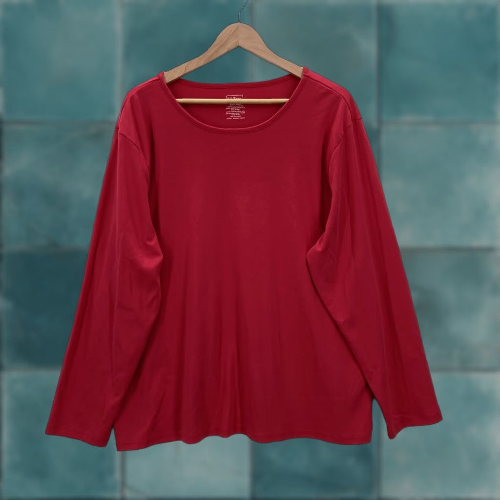 Vintage L.L.Bean Shirt Womens 3X Plus Red Supima Cotton Long Sleeve Scoop Neck Tee Soft Size XXL / US 16-18 / IT 52-54 - 1 Thumbnail