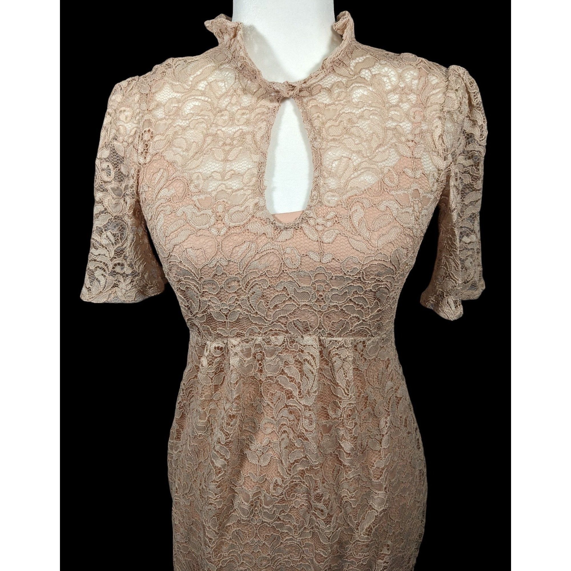 Other Hope And Ivy Cream Floral Lace Keyhole Dress Size 6 Size M / US 6-8 / IT 42-44 - 3 Thumbnail