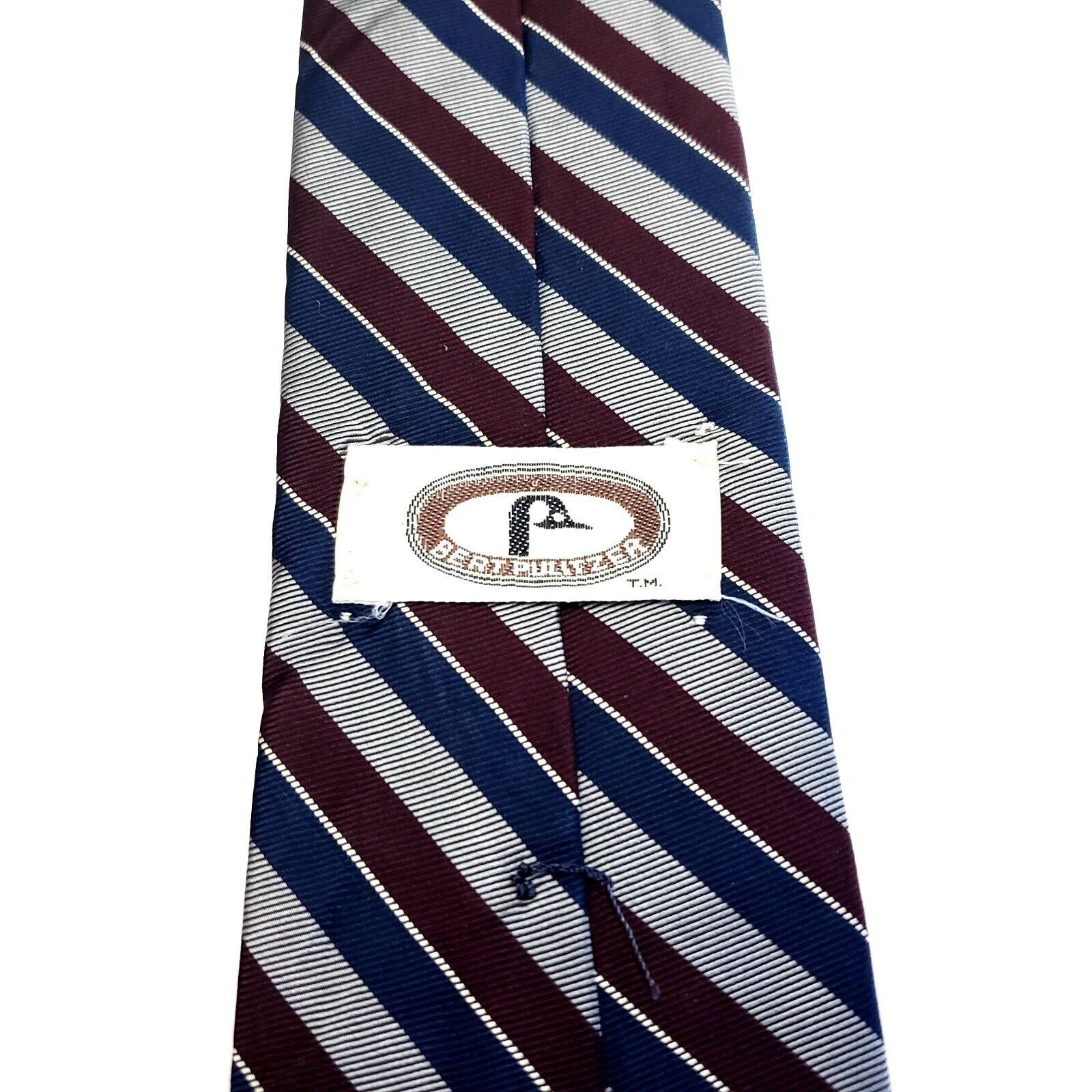 Bert Pulitzer Bert Pulitzer Blue Red Gray Silk Tie Woven Short Skinny Stri Size ONE SIZE - 4 Thumbnail