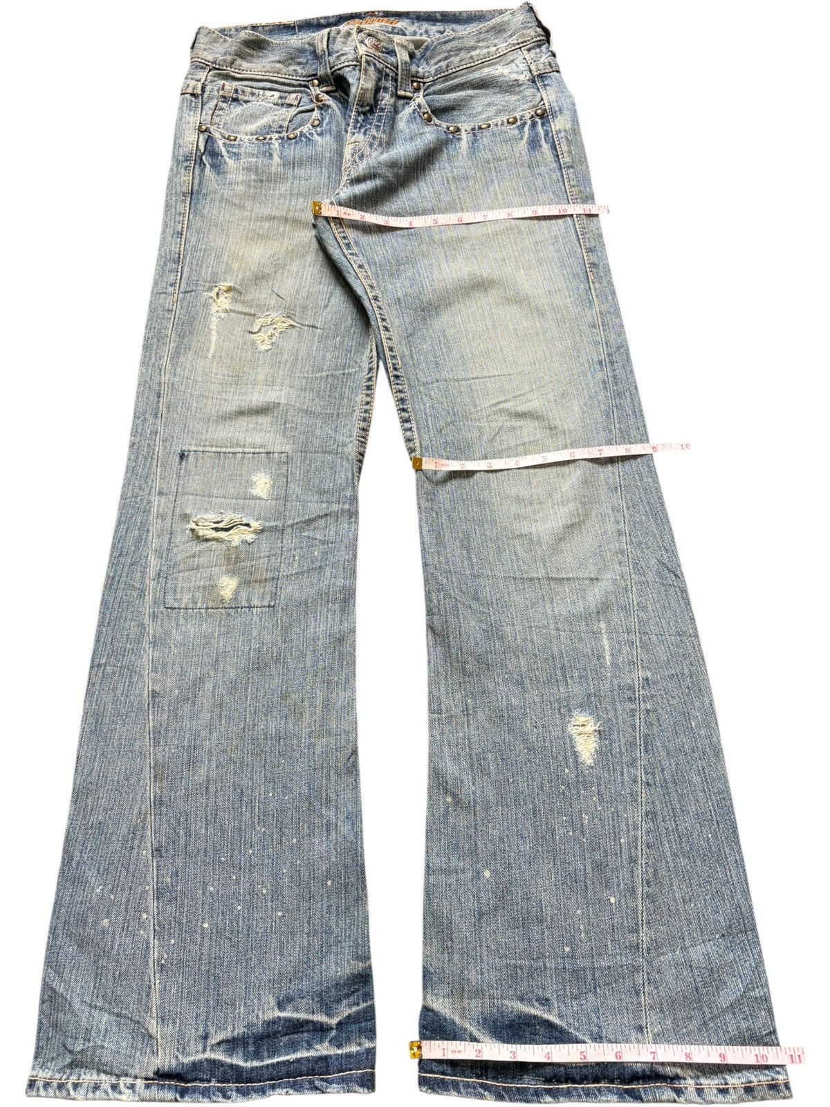 Tornado Mart Vintage Japanese Brand Patches Distress Flare Jeans Size US 29 - 8 Thumbnail