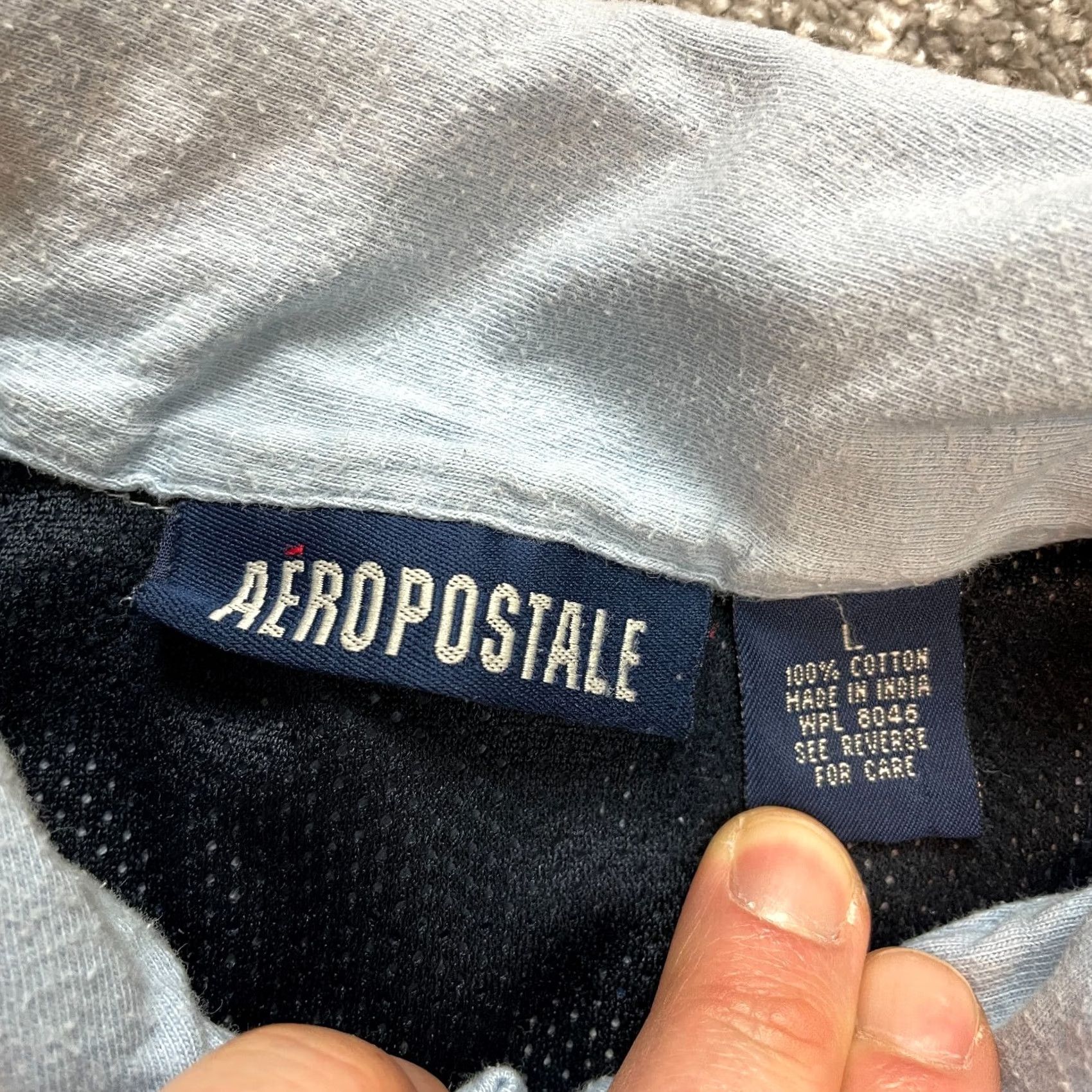 Vintage Aéropostale Polo Shirt Mens Large Light Blue Striped Golf Preppy Cotton Shirt Short Sleeve Polo/Navy Blue Mens Regular Fit Size US L / EU 52-54 / 3 - 3 Thumbnail