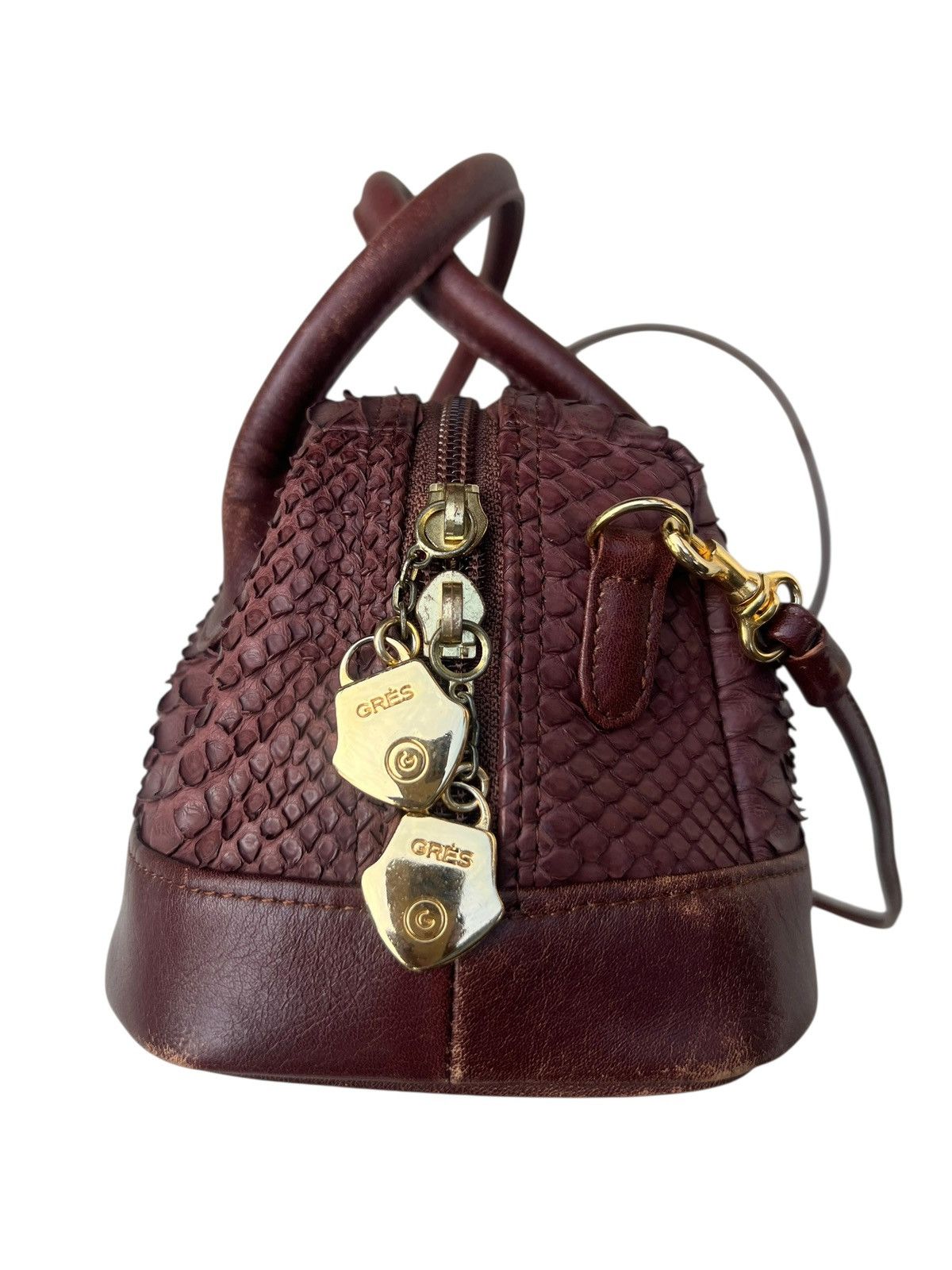 Leather Vintage GRES PARIS Python Skin Leather 2 Way Mini Boston Bag Size ONE SIZE - 15 Thumbnail