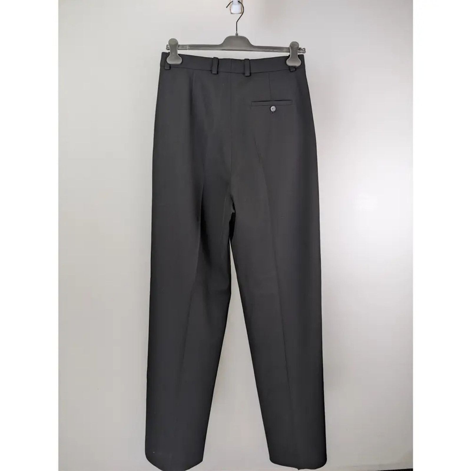 Balenciaga o1rshd1 Unisex Dry Wool Twill Tailored Pants in Black Size US 32 / EU 48 - 13 Thumbnail