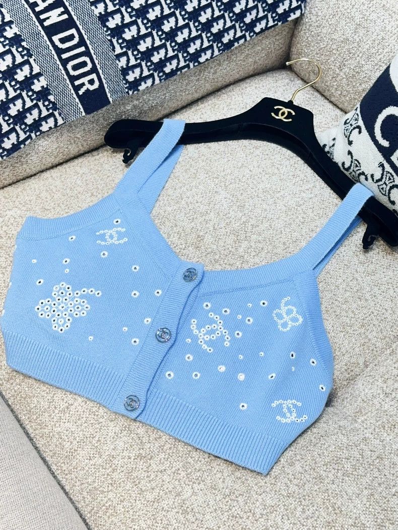 Chanel Chanel 23P blue 40 yards knitted logo vest Size S / US 4 / IT 40 - 2 Thumbnail