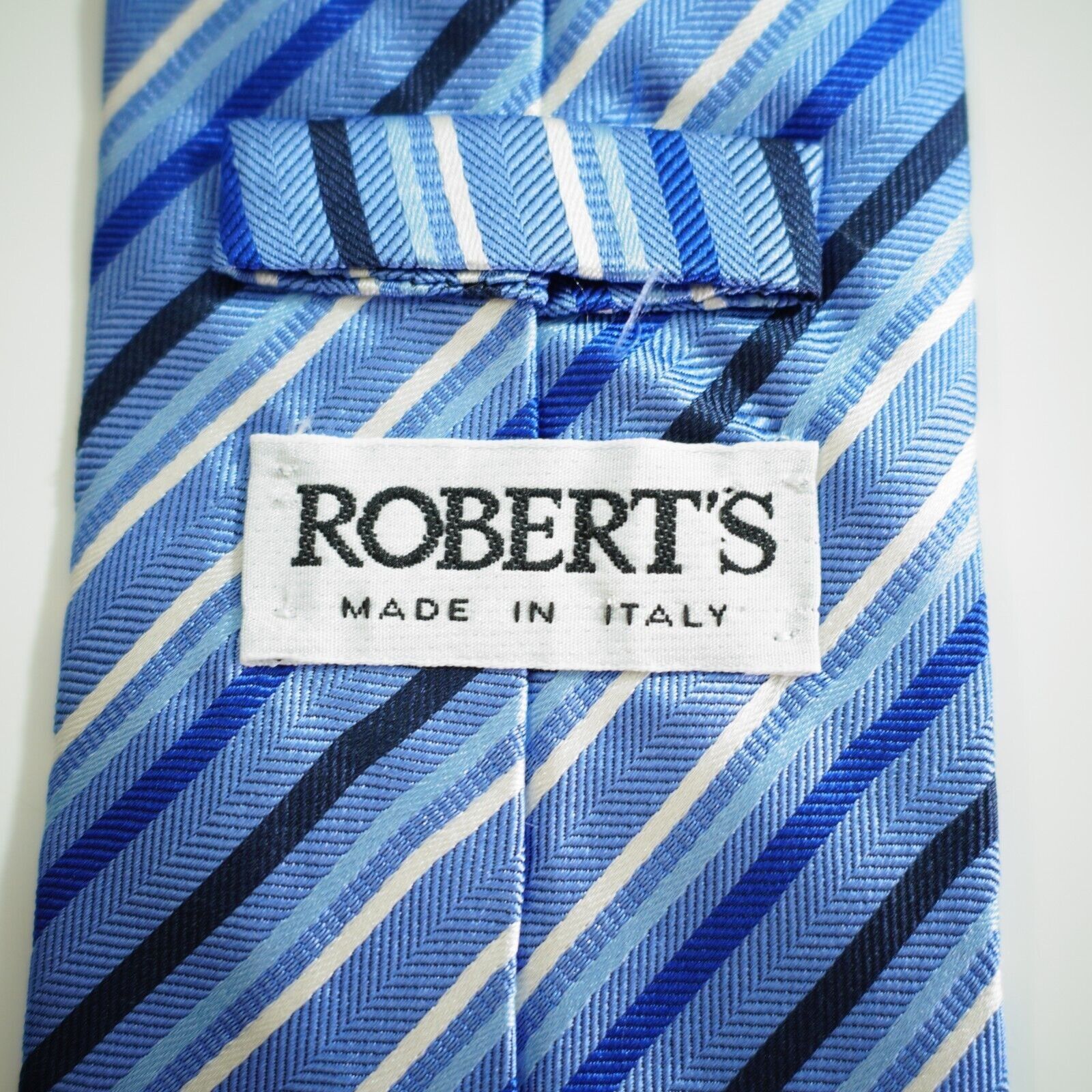 Designer Robert's Italy Blue Striped Woven Silk Tie Size ONE SIZE - 3 Thumbnail