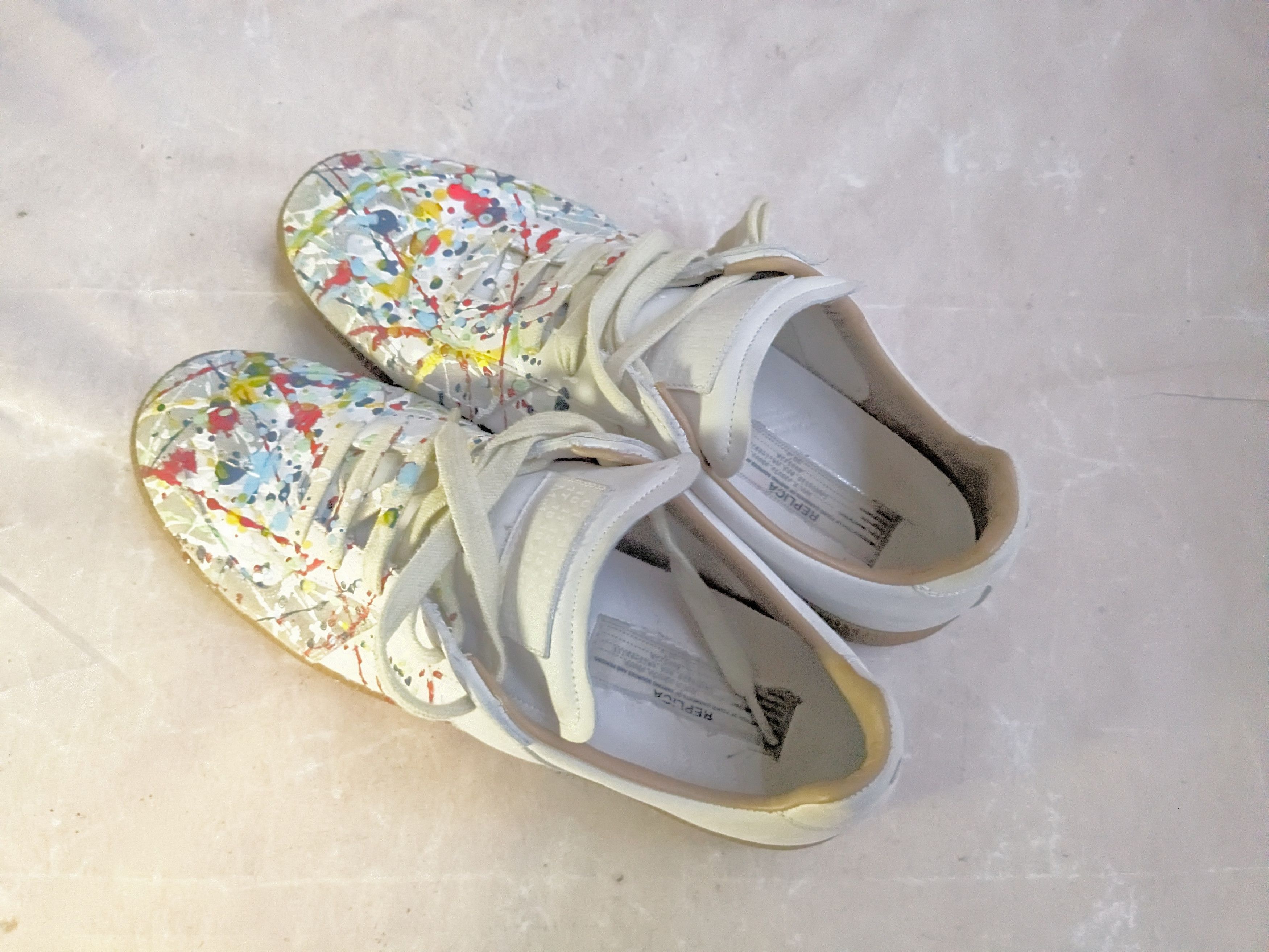 Maison Margiela Maison Martin Margiela White Replica Splatter Shoe Size US 12 / EU 45 - 12 Thumbnail